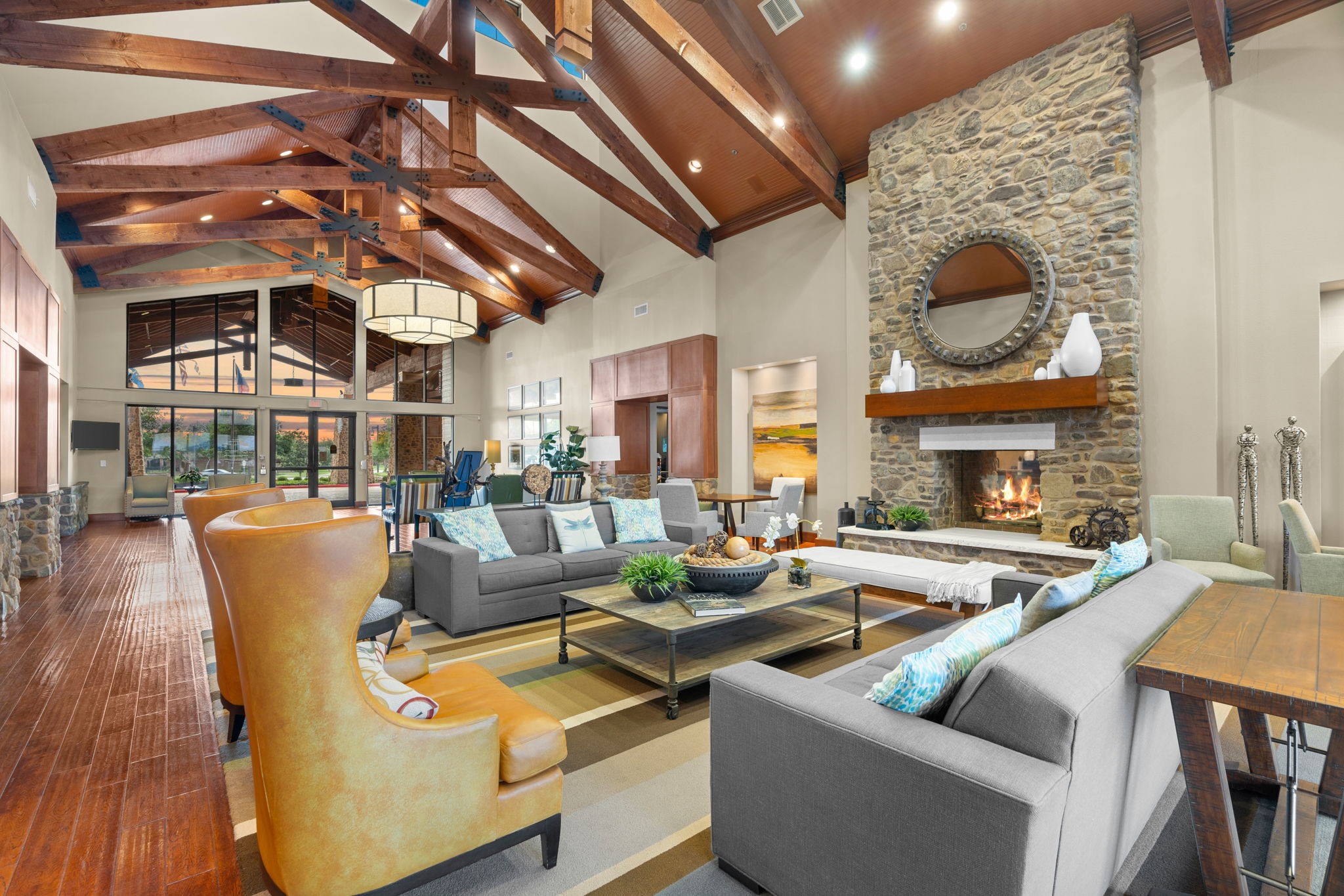 Discover the luxury of space and recreation at this expansive 27,000 sq ft lakefront estate, boasting four state-of-the-art pickleball courts, two professional tennis courts, and nestled within a serene 80-acre aquatic oasis.