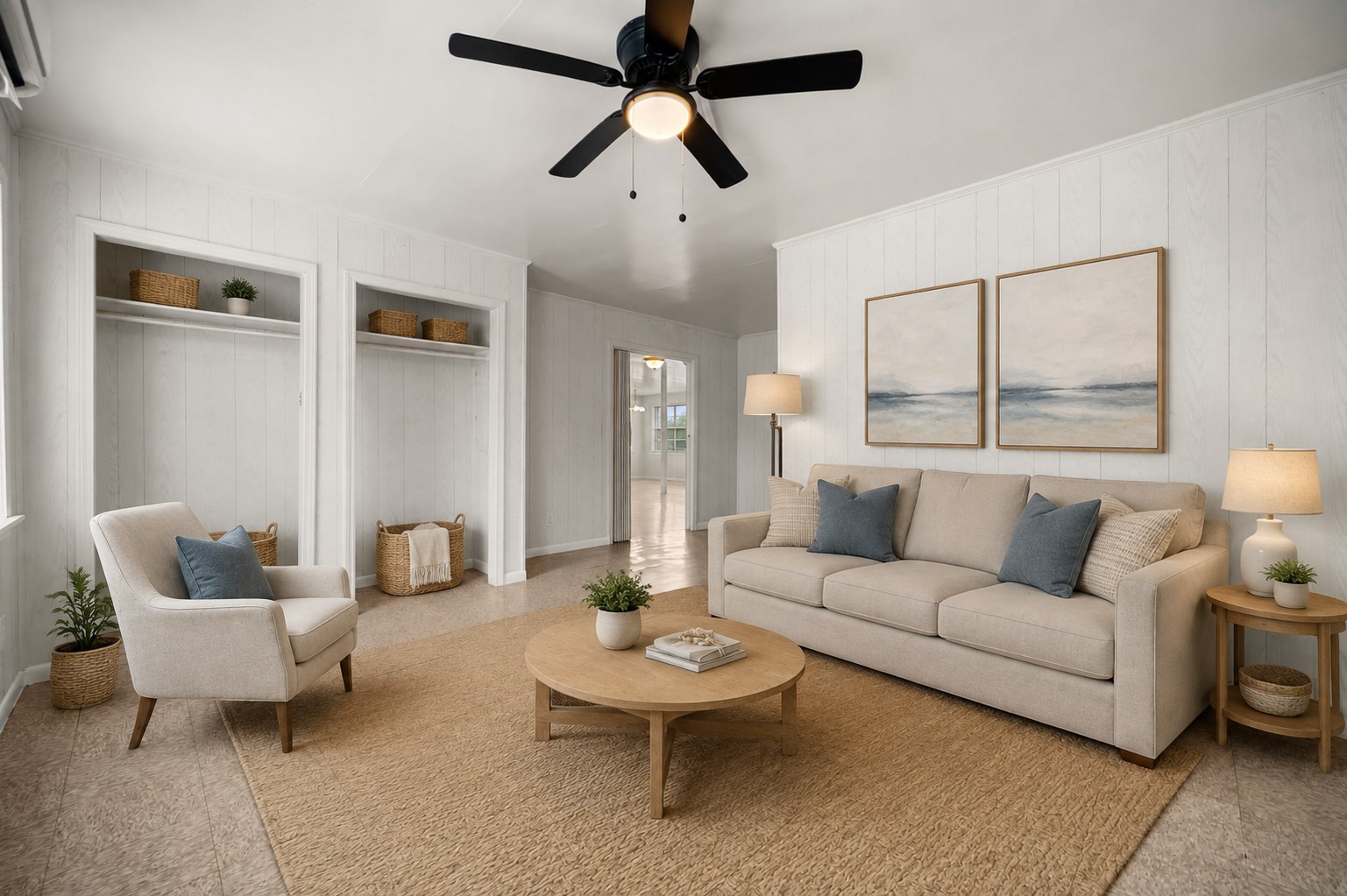 The flex room / bedroom has been virtually staged to showcase it's potential