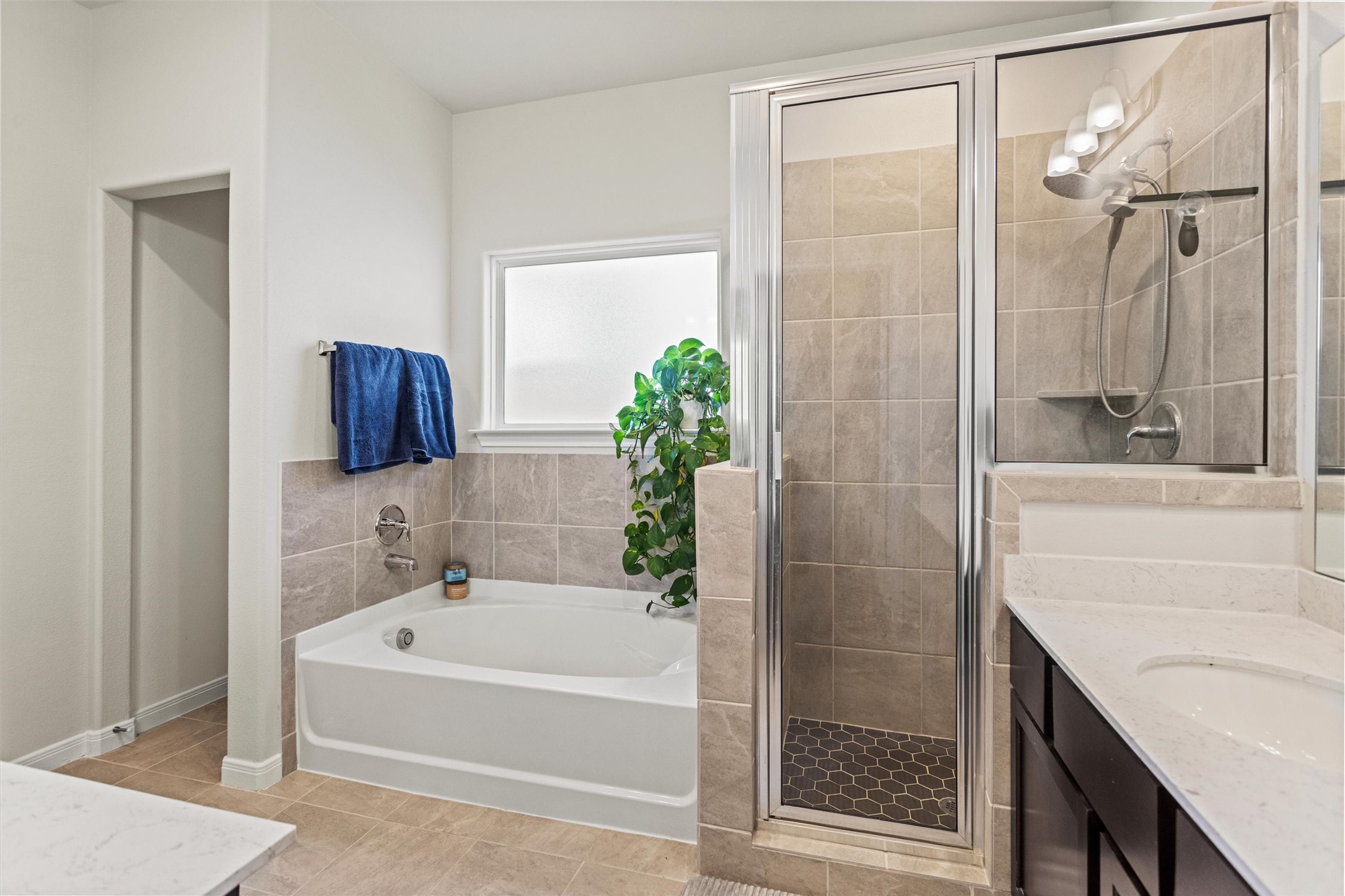 Upgraded shower tile.
