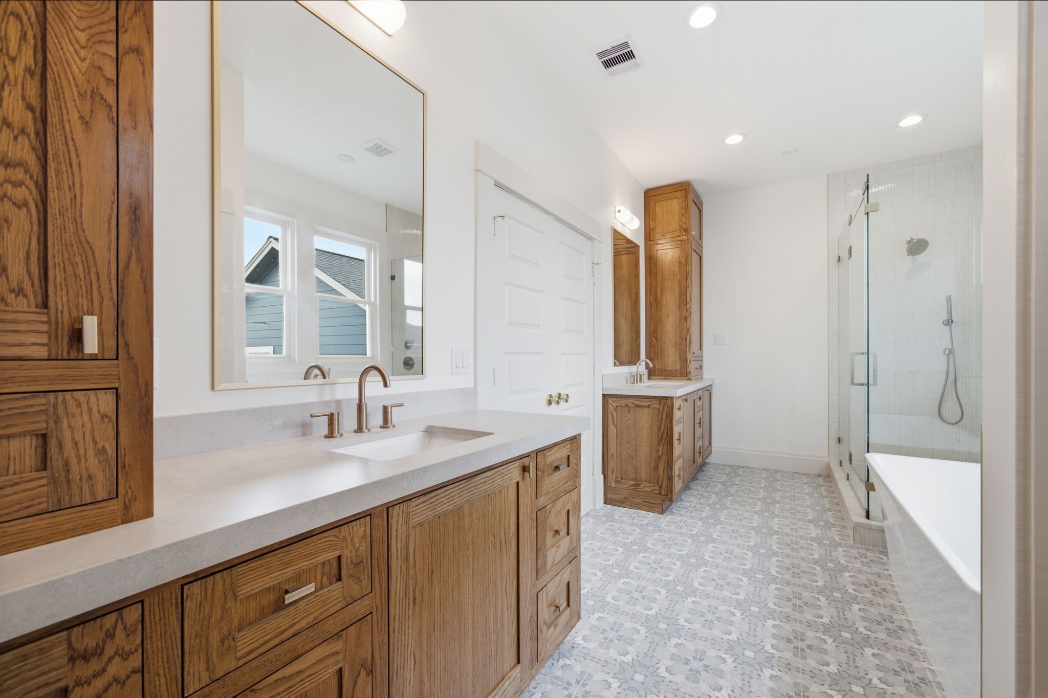 An extra view of the primary bath, pottery barn lighting and all Delta fixtures.