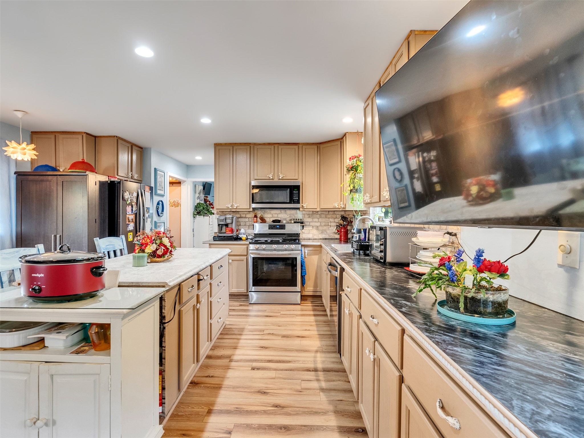 Lots of storage space in this functional kitchen.