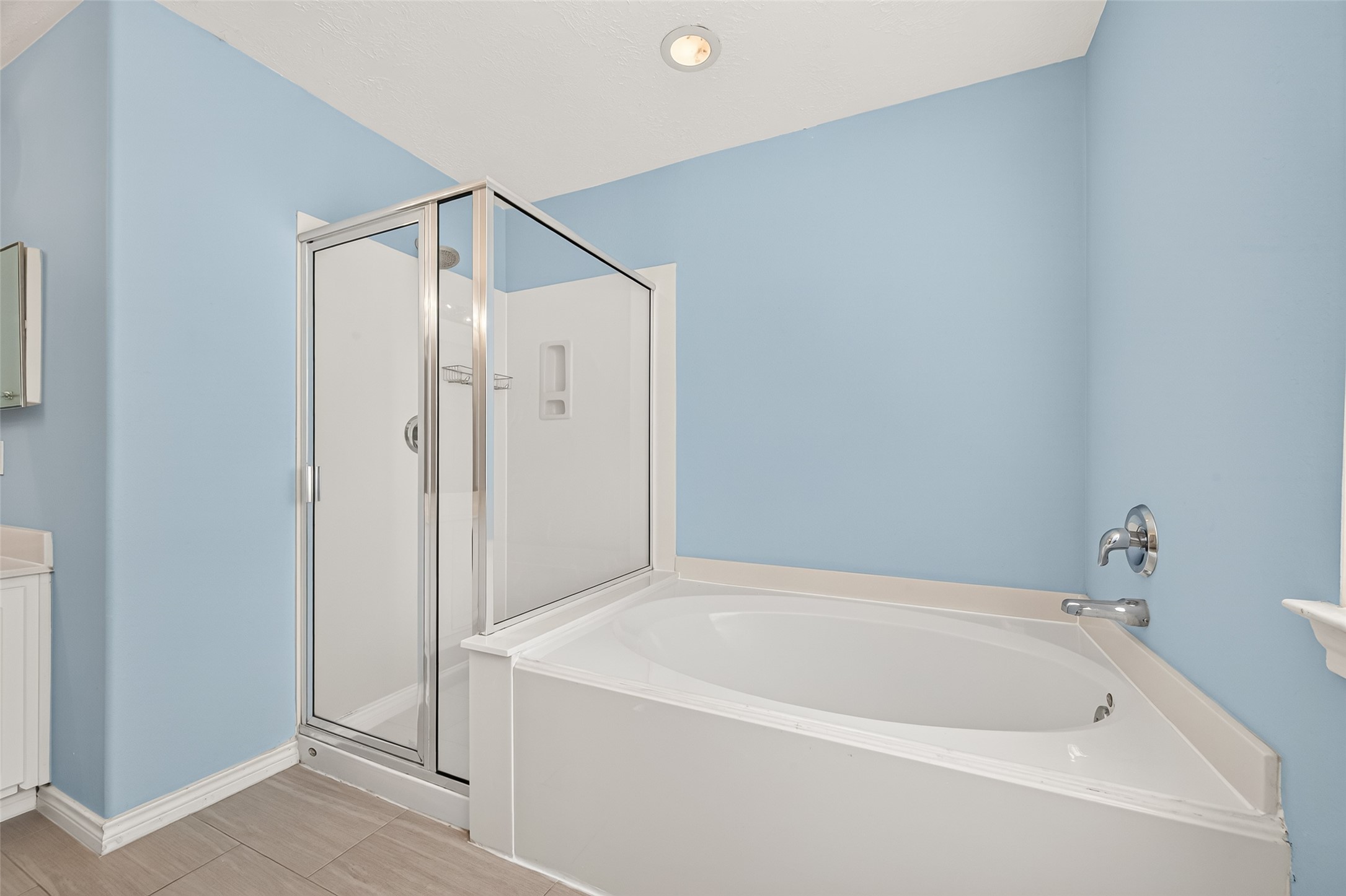 Separate tub and shower