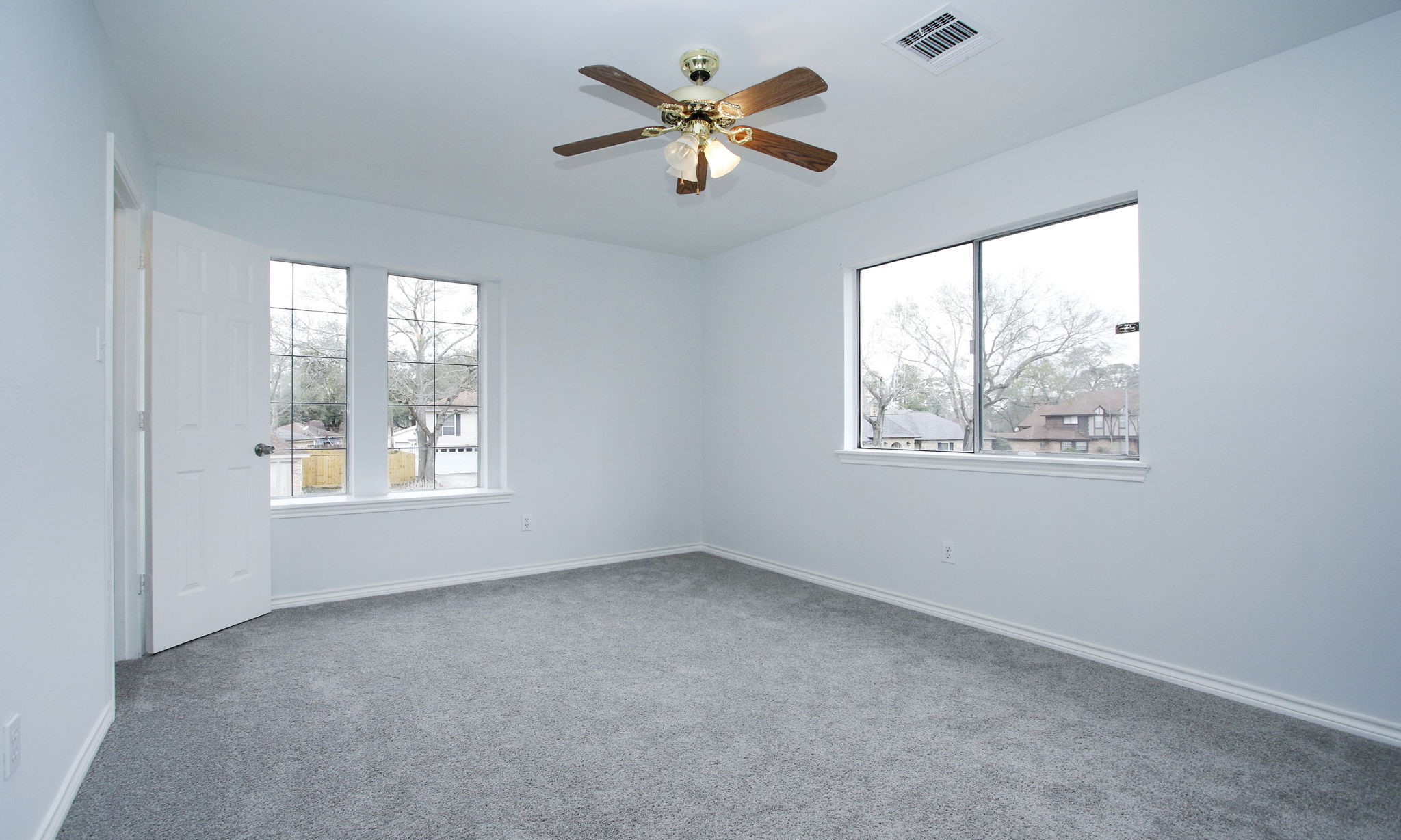 One of the three upstairs bedrooms