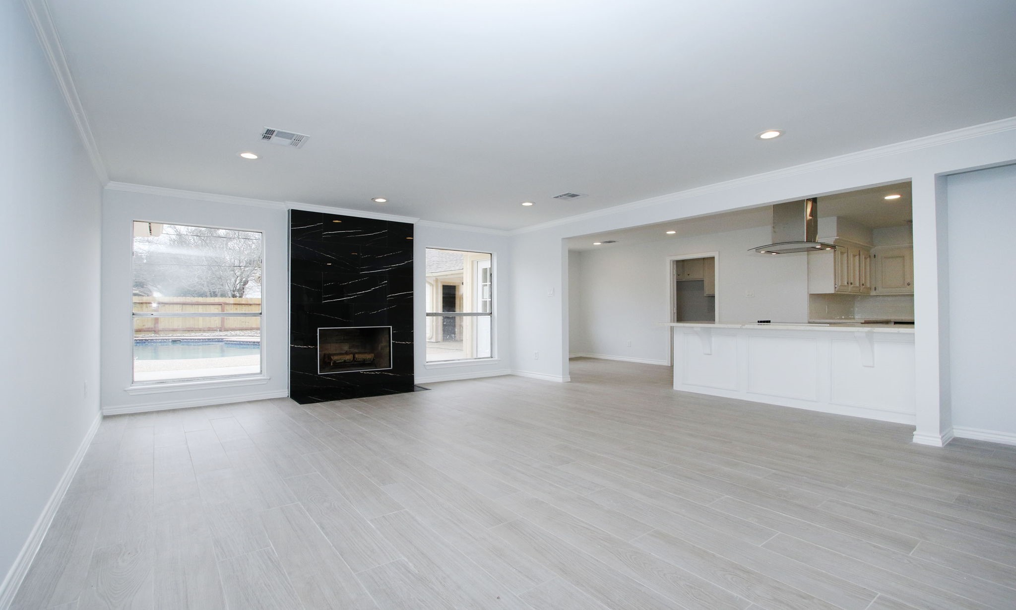 Living room and kitchen