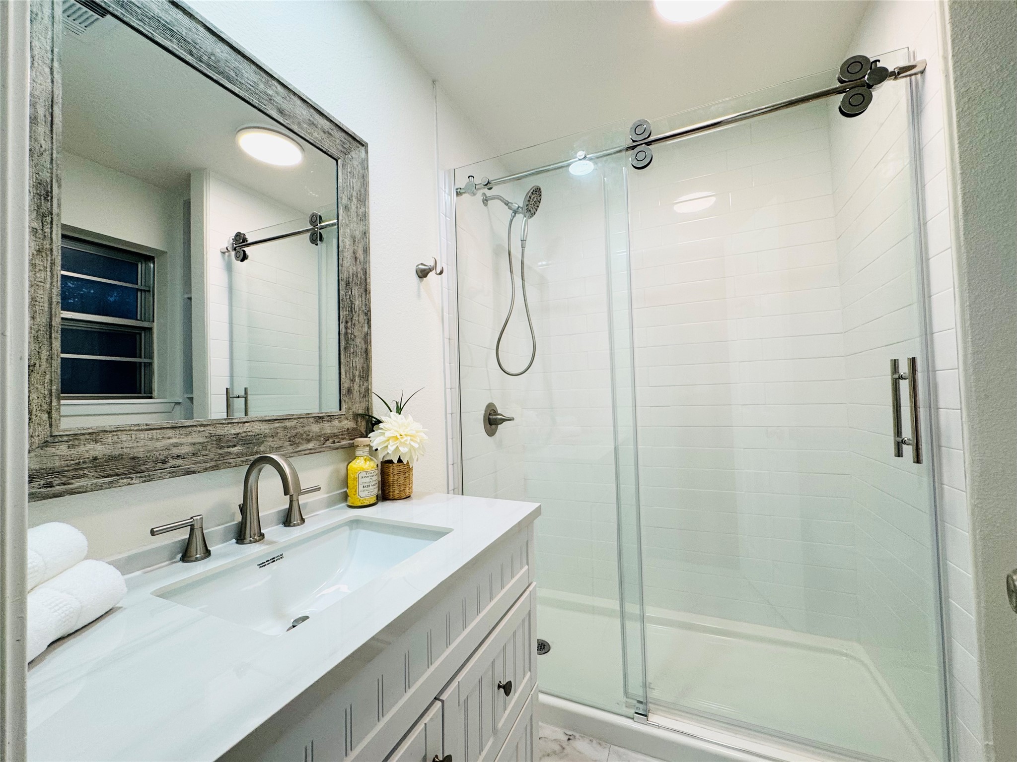 En-suite Bathroom with new full size shower.