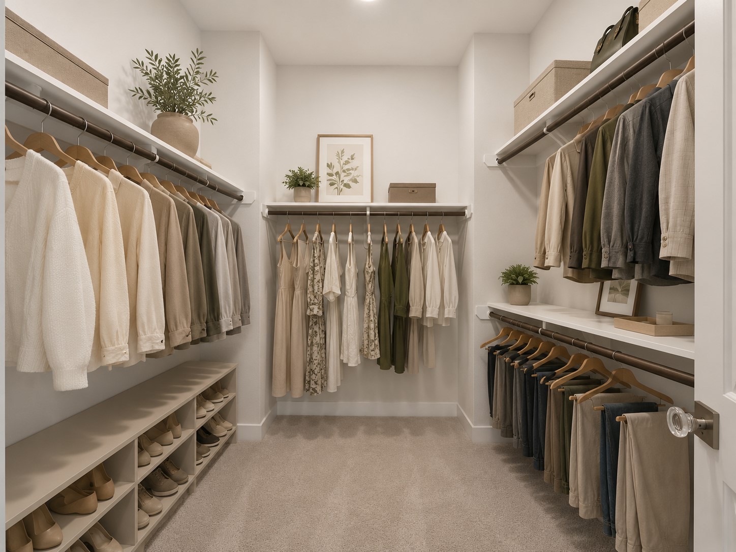 One of three walk-in closets offering extensive hanging space, built-in organization, and convenient storage.