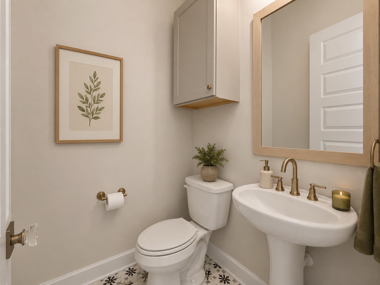 Convenient second-floor powder bathroom serving the main living area.