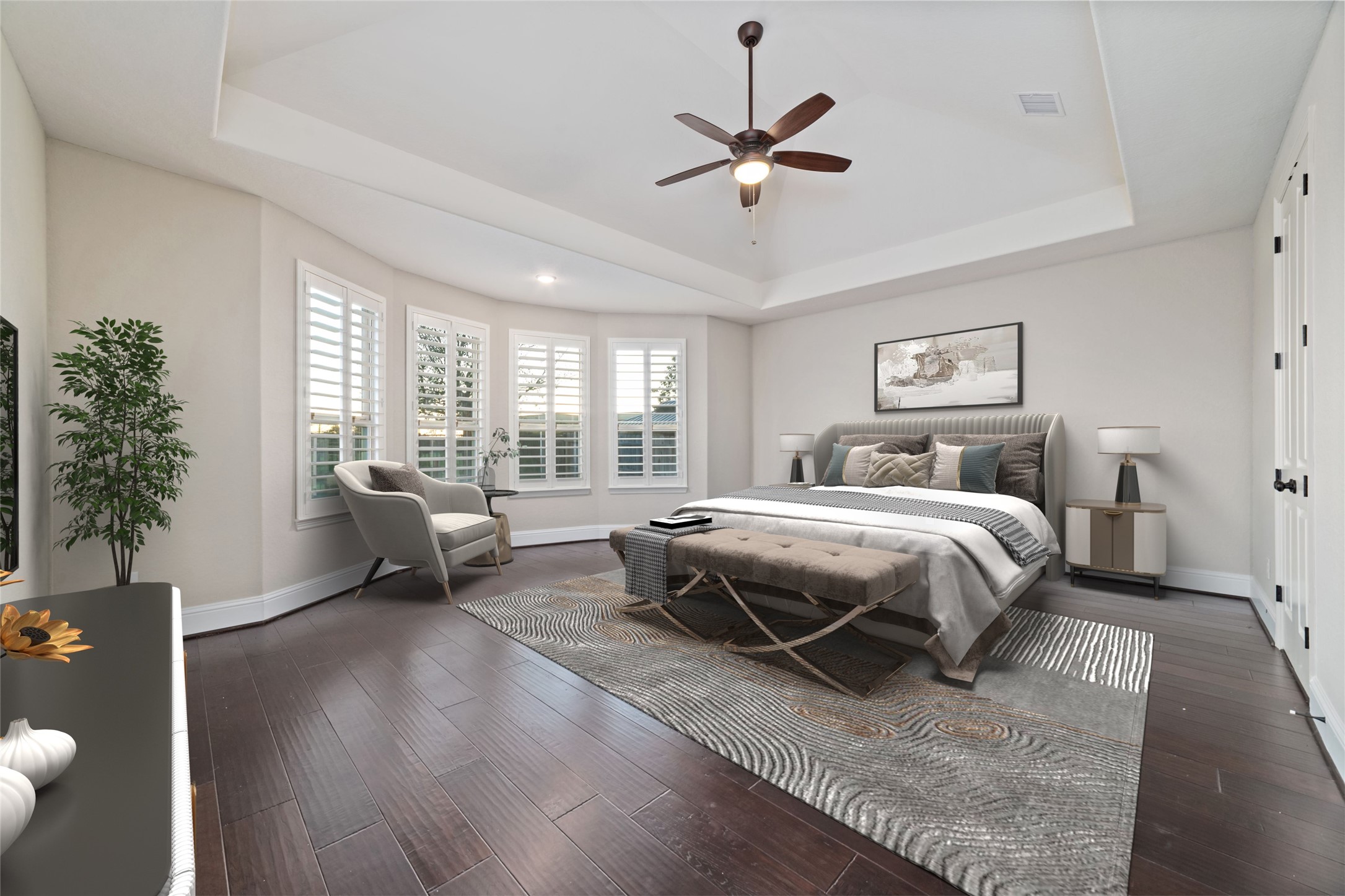 virtual staged primary bedroom