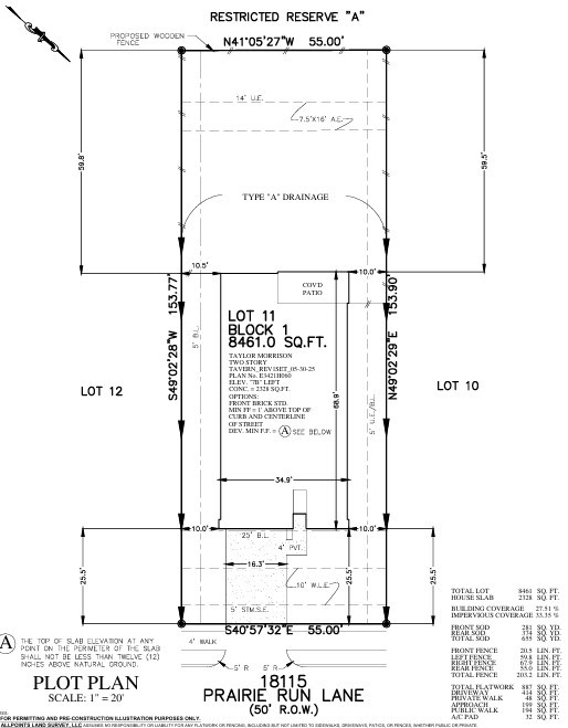 18115 Prairie Run Lane Preliminary Plot Plan