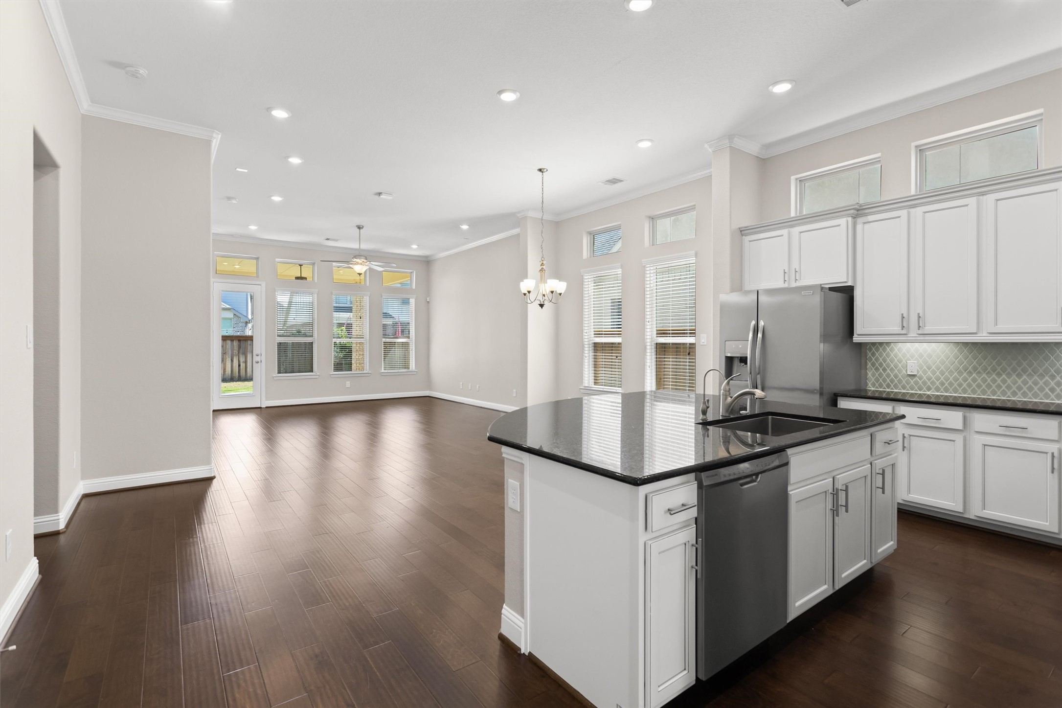 Kitchen is open to the living and dining space