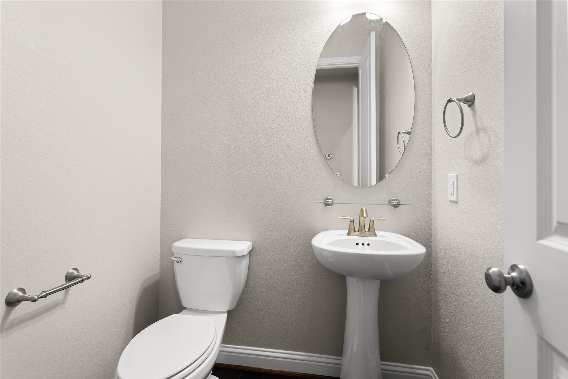 Guest powder room with modern fixtures
