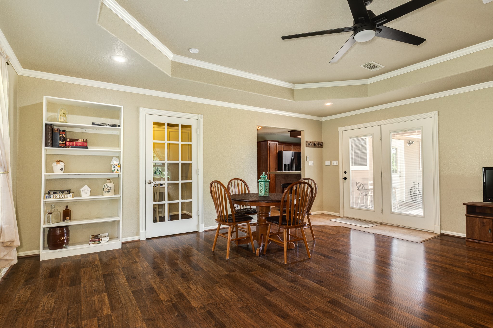 Glass door on left leads to office. Double glass doors lead to back patio