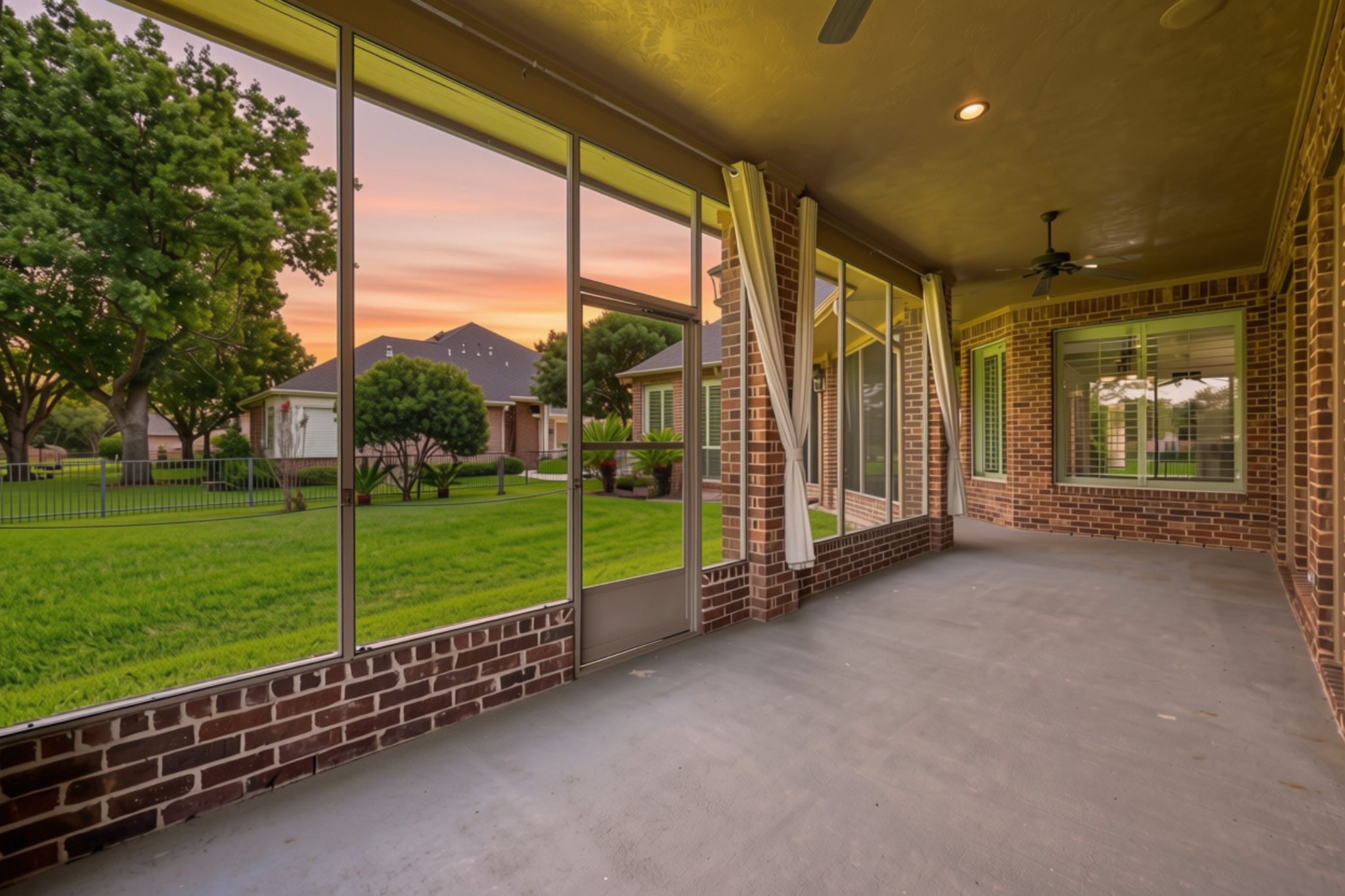 Lets step outside to the spectacular oversized screened-in back patio, a wonderful extension of the homes living space. Overlooking the beautifully landscaped backyard and golf course, this expansive outdoor retreat is perfect for relaxing, entertaining, and enjoying the peaceful surroundings.