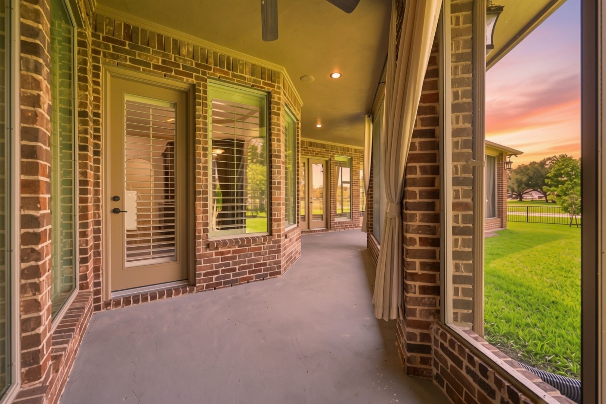 The oversized screened-in back patio features high ceilings and recessed lighting, creating a bright and inviting outdoor living space that can be enjoyed day or night. With beautiful views overlooking the backyard and golf course, it is an exceptional setting for relaxing or entertaining.