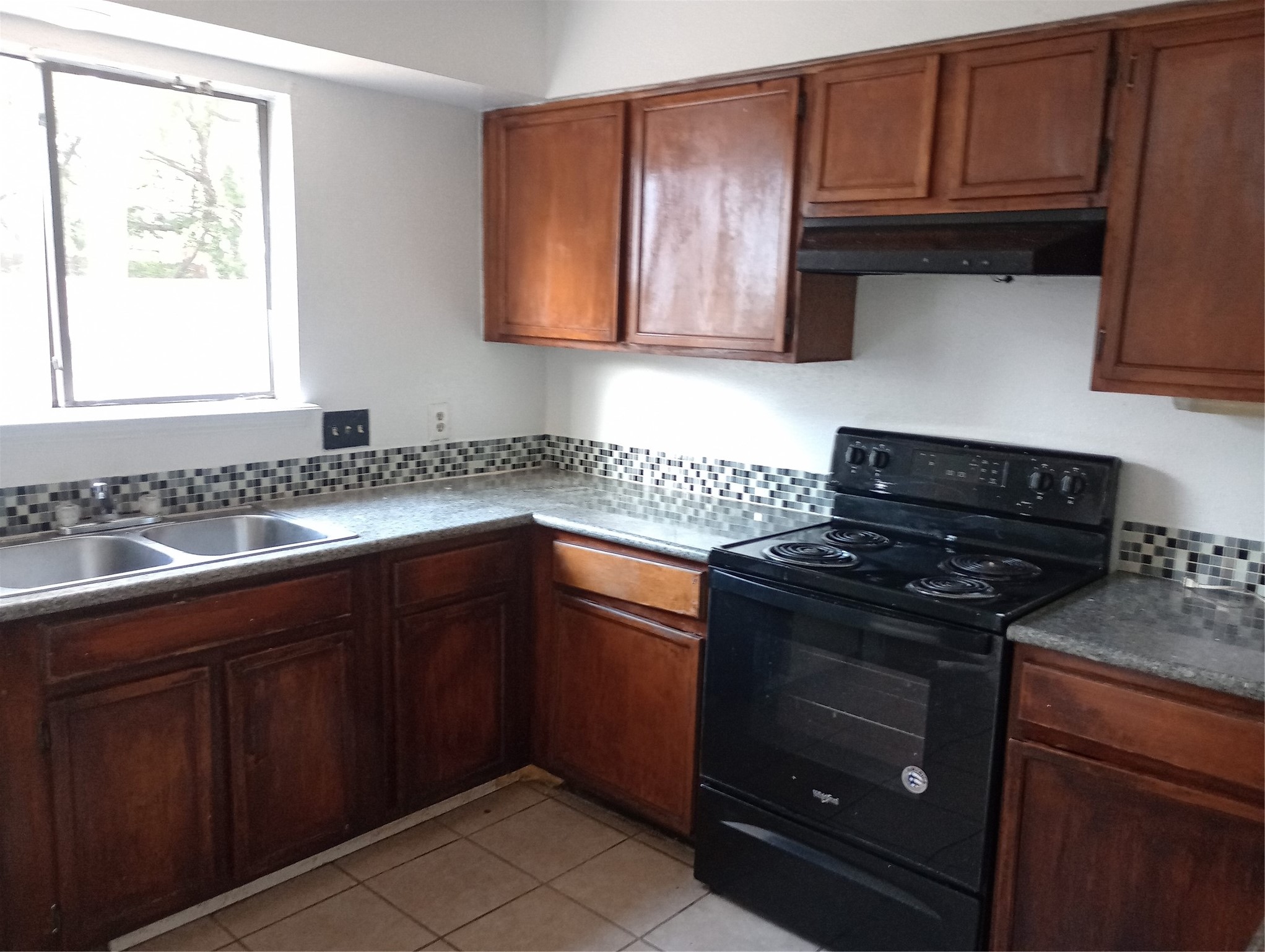 Revarnished cabinets.