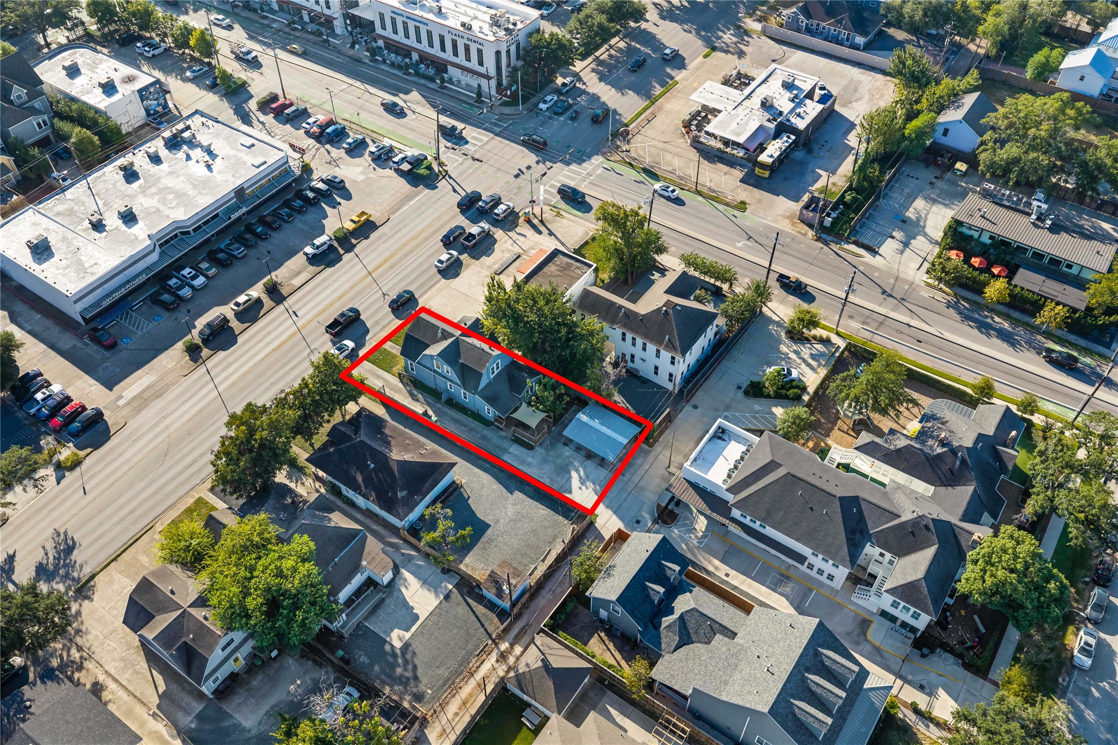 Aerial view highlighting the property's layout