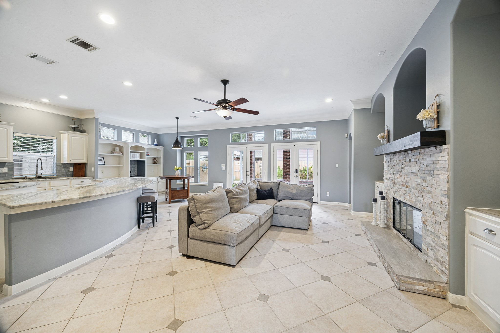 Open concept living area and kitchen