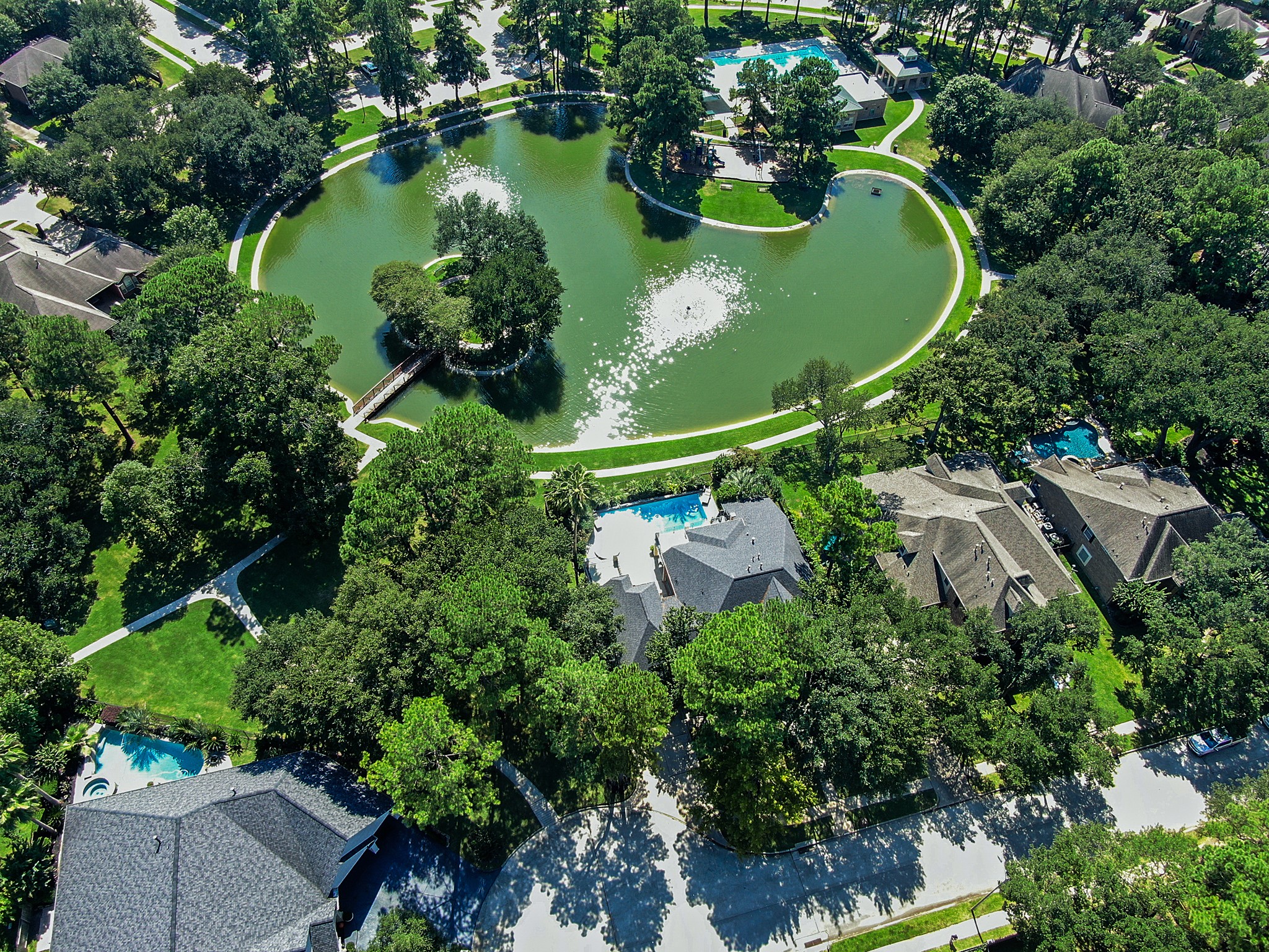Neighborhood park, pond and pool