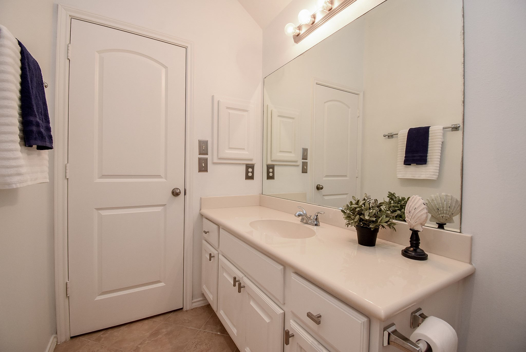 Extra cabinet storage space plus a built-in medicaine cabinet.