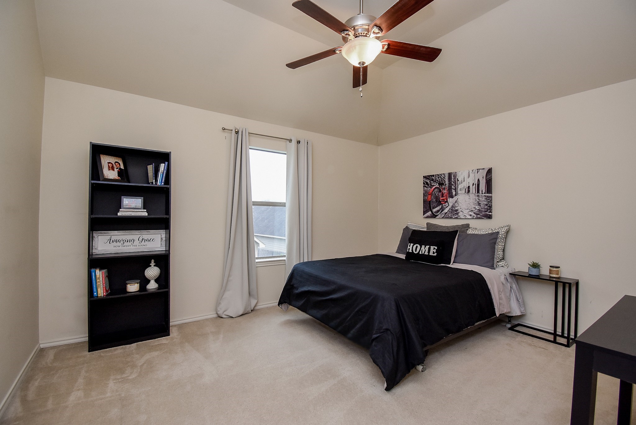 Bedroom 2 with ceiling fan and fresh paint!