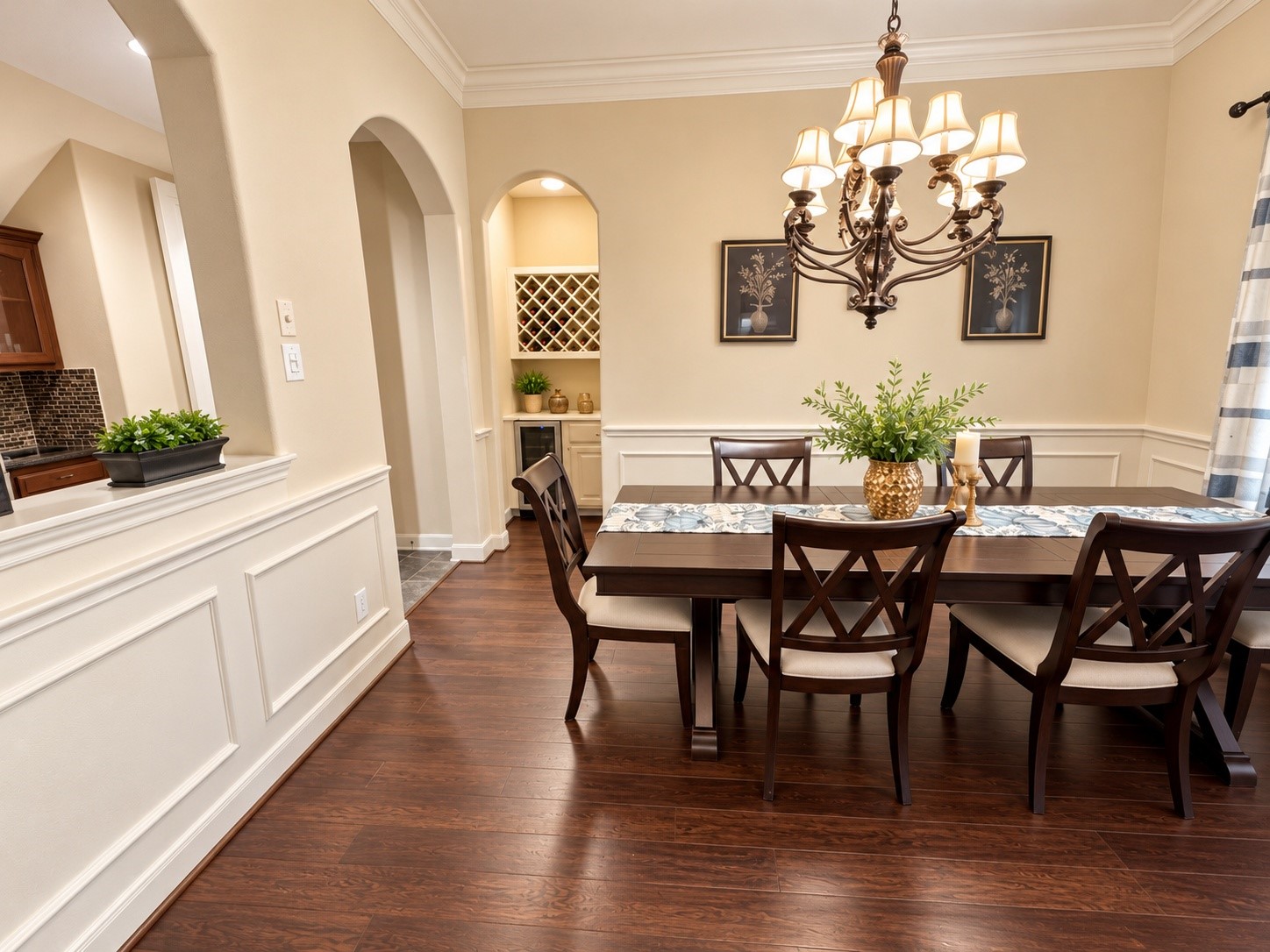 Spacious dining room offers an inviting setting for holiday celebrations and memorable gatherings.
