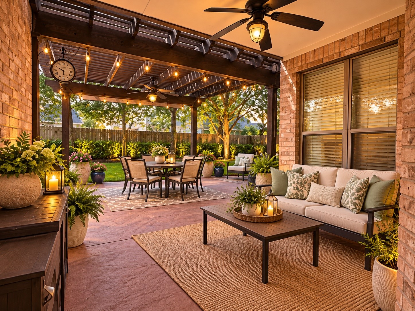 Enjoy sunny afternoons and fresh air in this delightful backyard entertaining space.