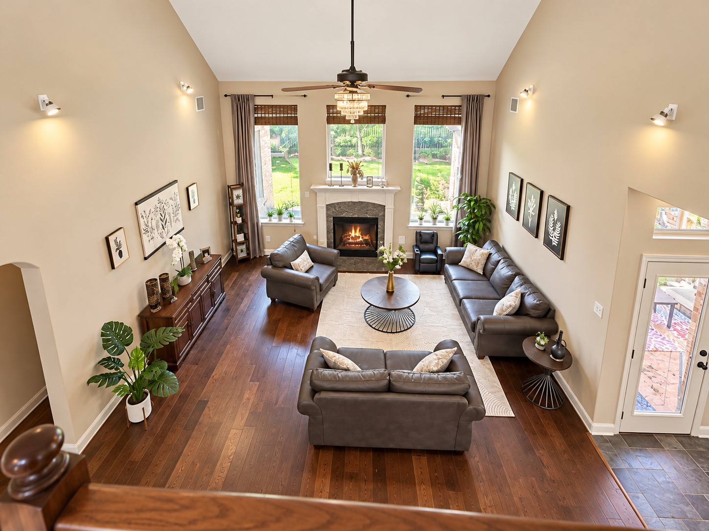 Beautiful view of the family room from upstairs.