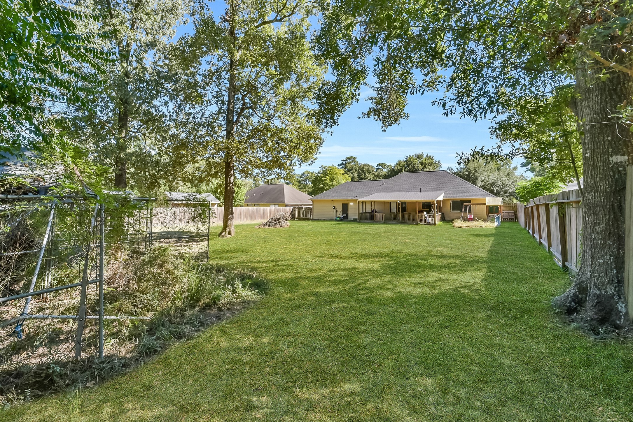 Backyard is big enough for all your outdoor needs and activities.