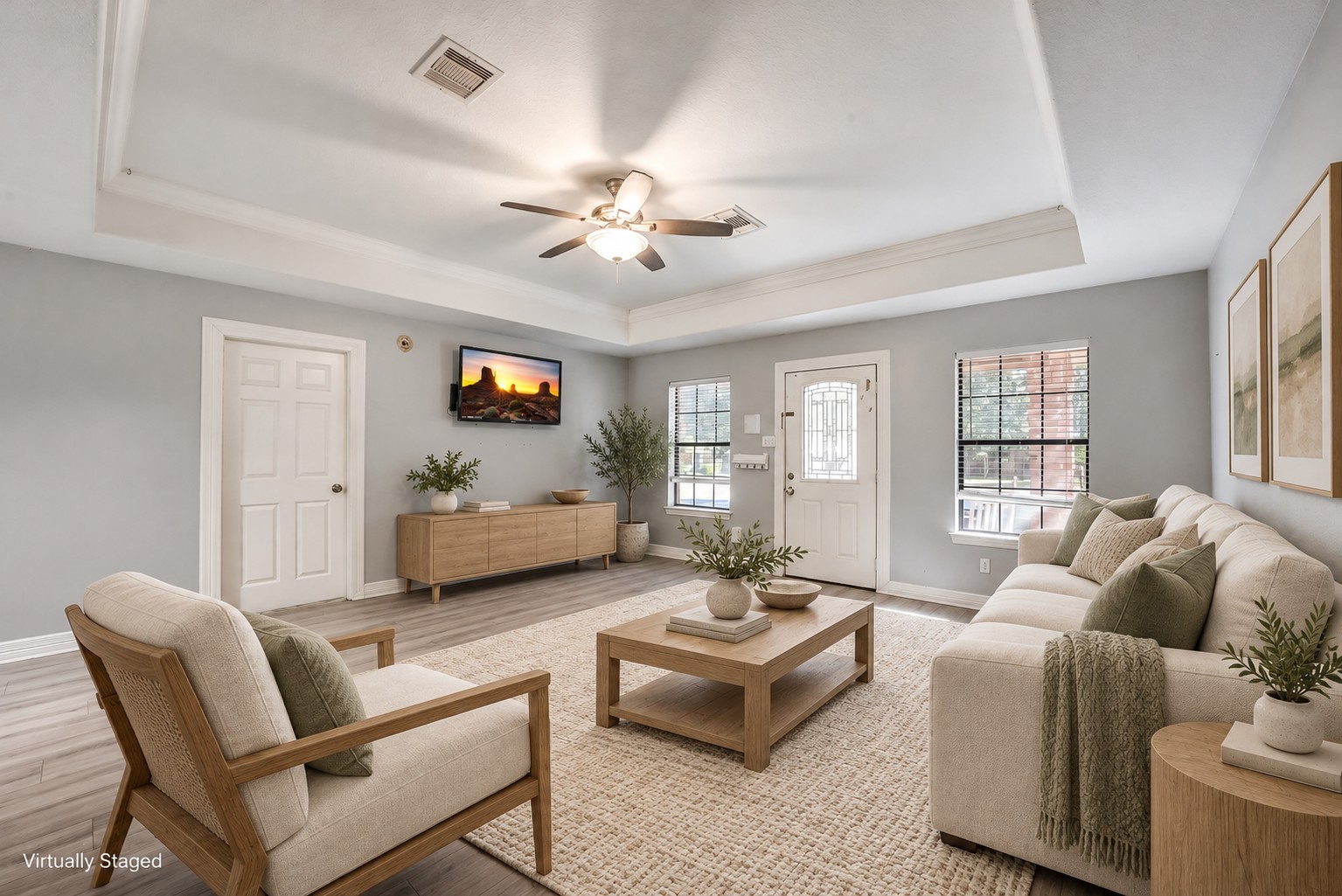 Family room.  This picture is virtually staged.
