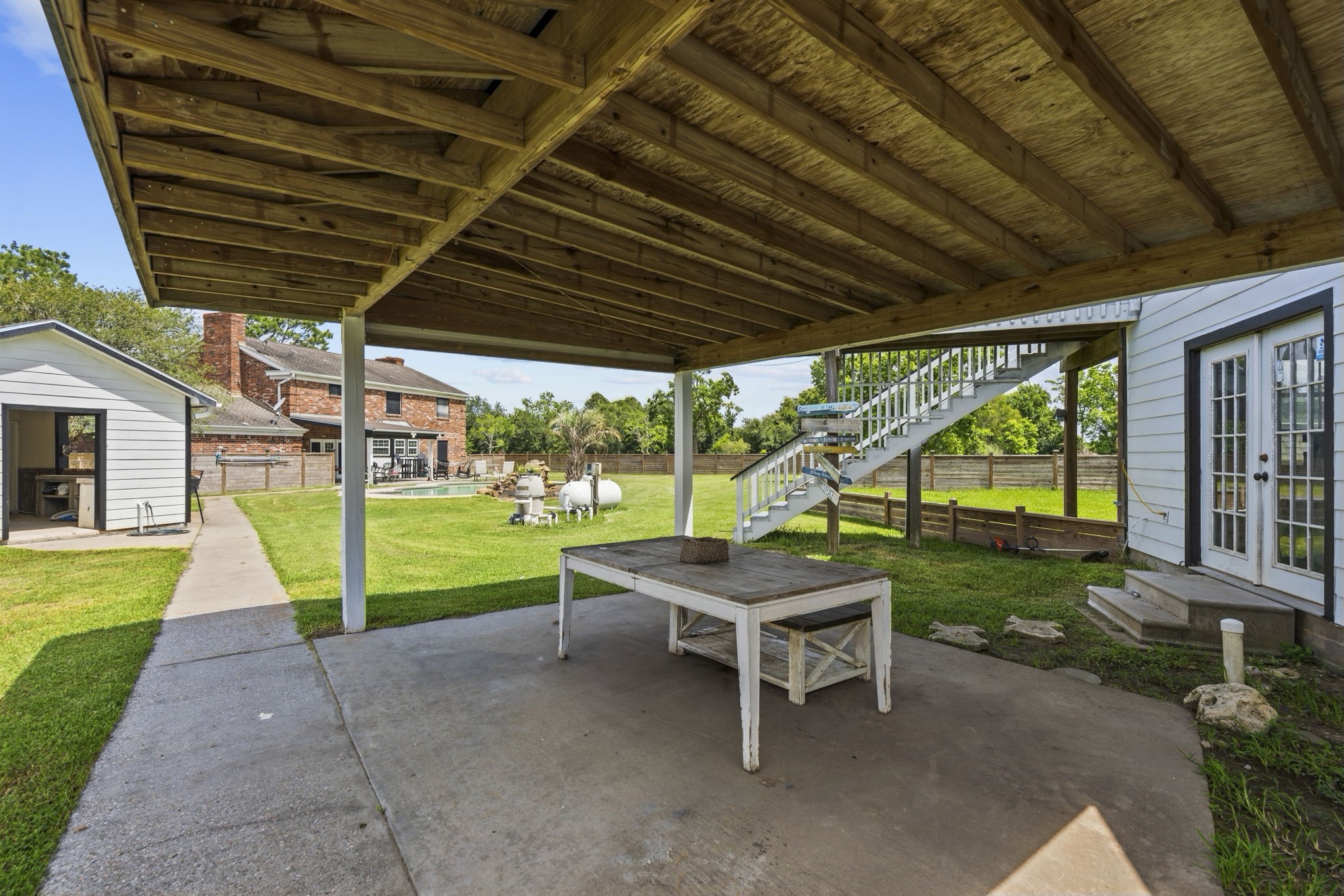 Covered outdoor patio area.