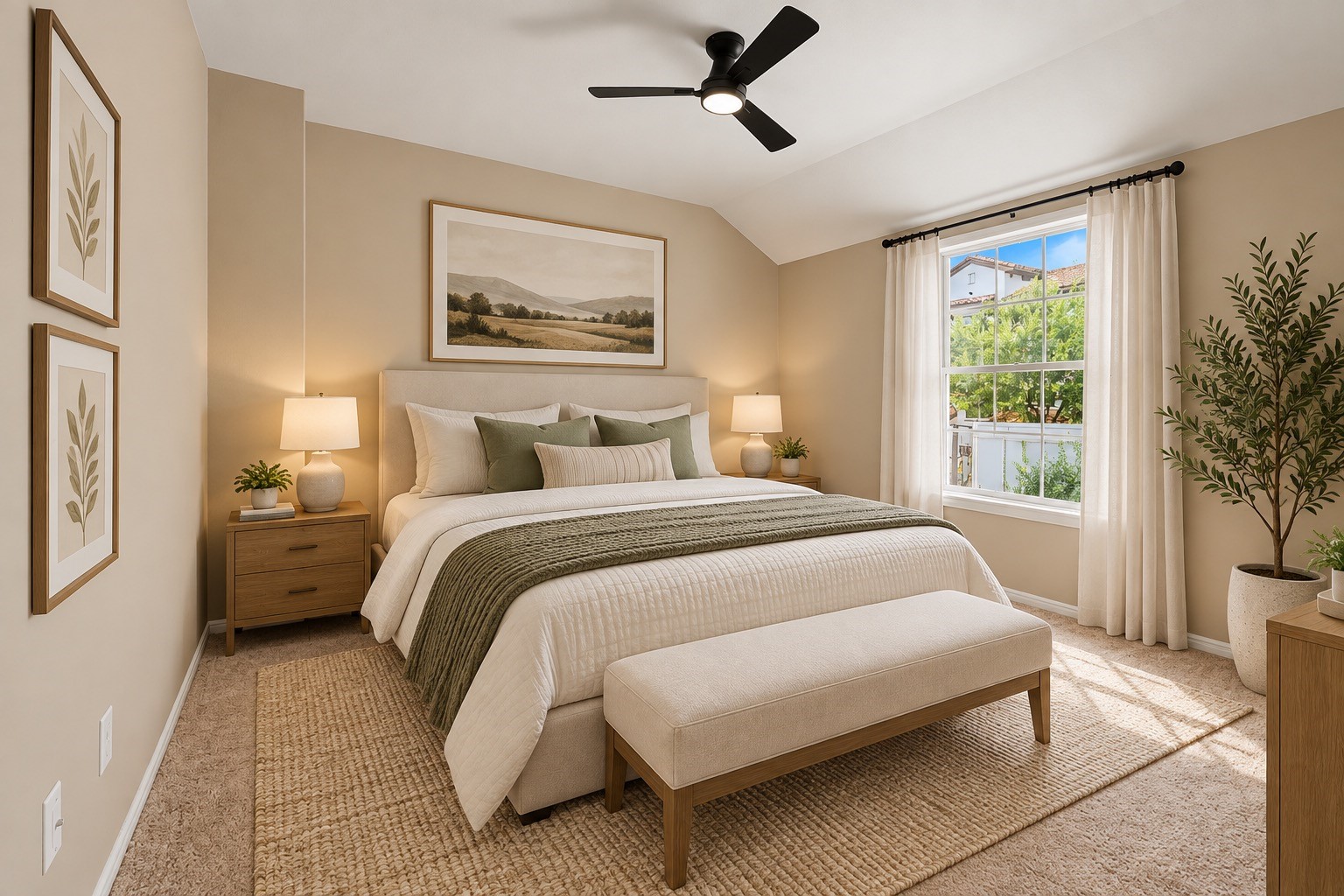Virtually staged secondary bedroom.