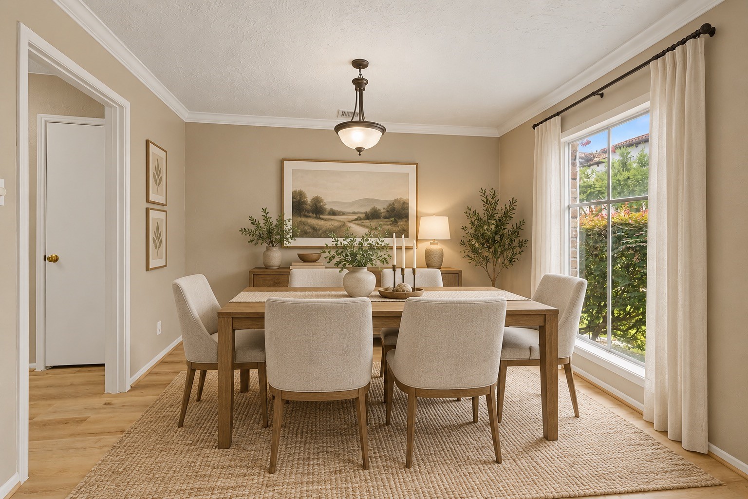 Virtually staged dining room.