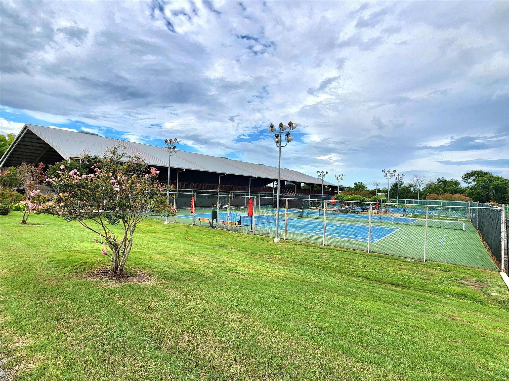 Lots of tennis and pickle ball courts for the active residents
