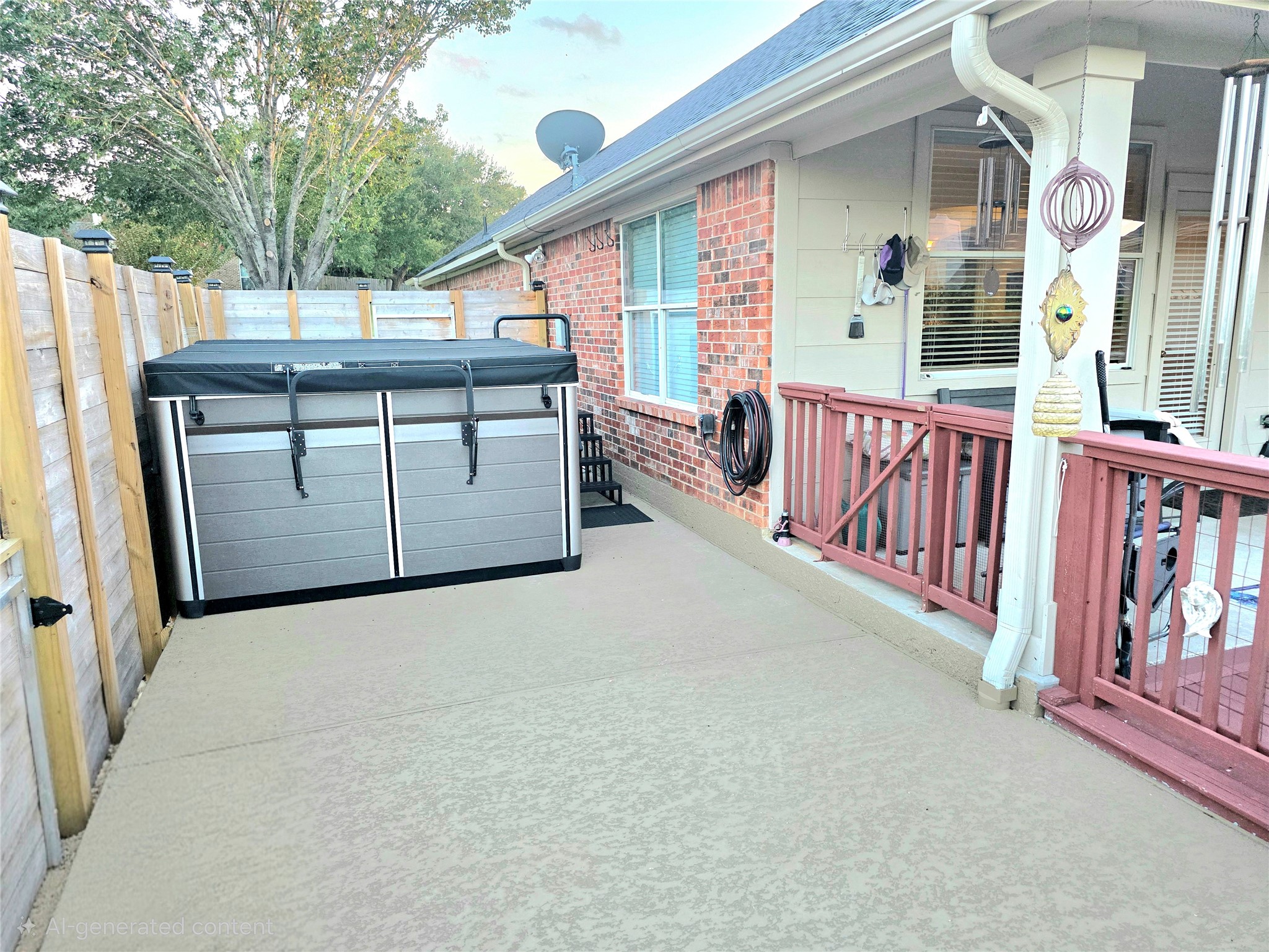 Enjoy and relax in this $30,000 swim spa behind the privacy fence