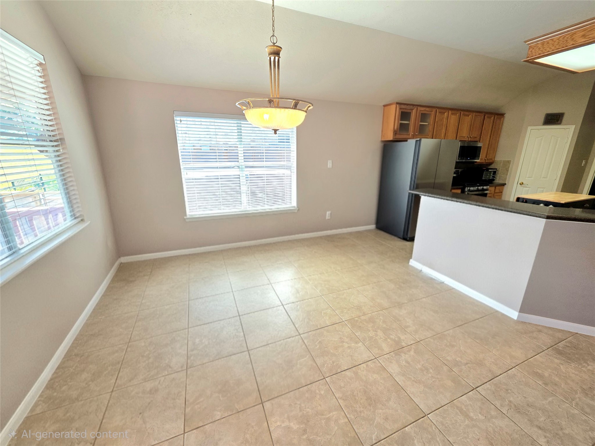 AI generated view of the breakfast area with no furnishings