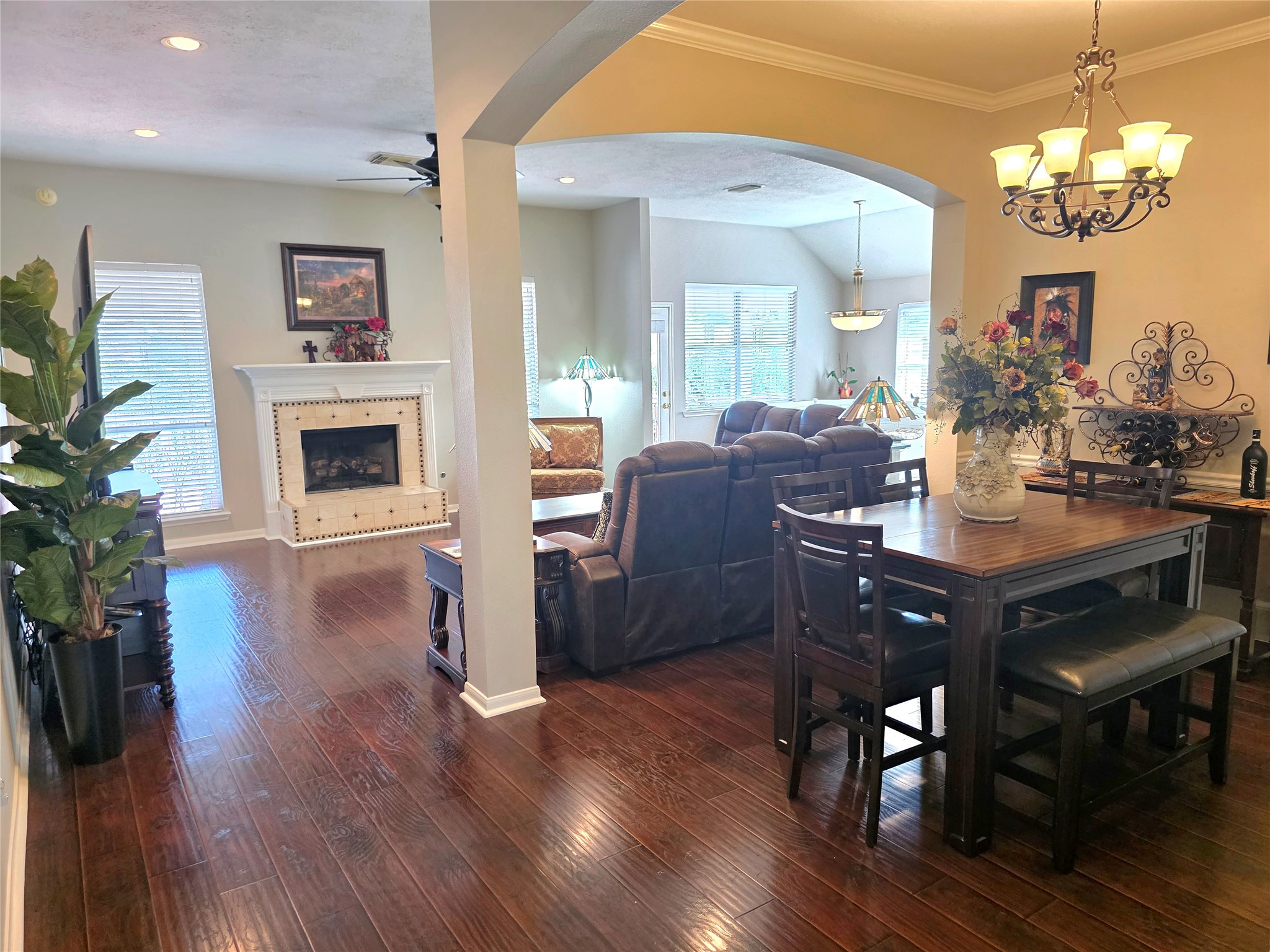 Enter this gorgeous home and take in the beautiful dining room, open floor plan and beautiful flooring, great for entertaining inside as well as outside!
