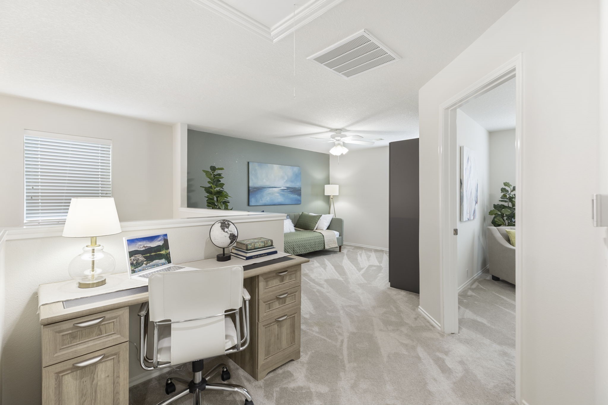 This upstairs flex space could be anything you want, and is easy to re-configure as your needs change.