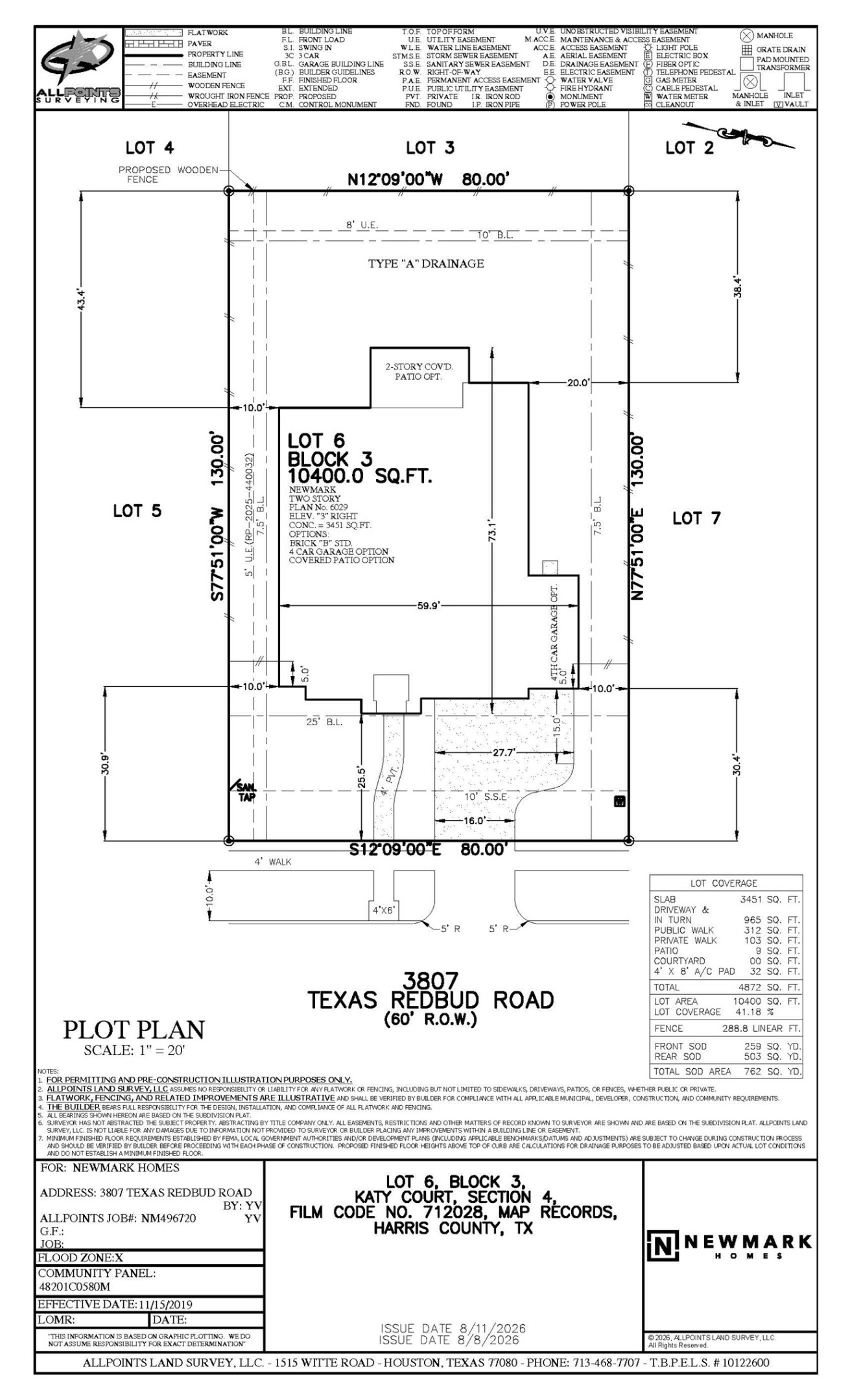 80 FT Wide lot with 3 Car Garage + Storage.