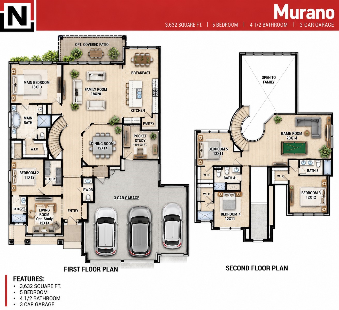 AI depiction of plan and furniture layout