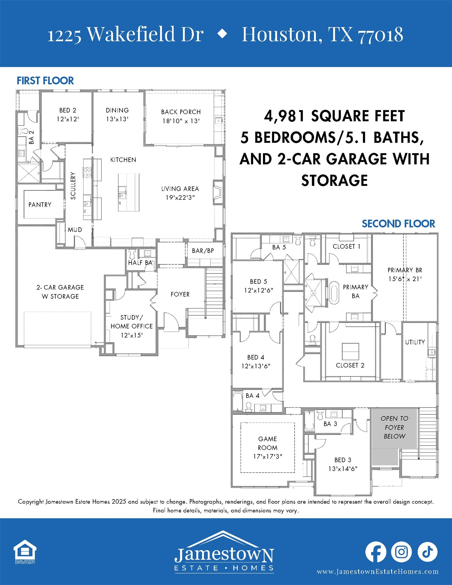Floor Plan Copyright Jamestown Estate Homes 2026 Room measurements to be verified.