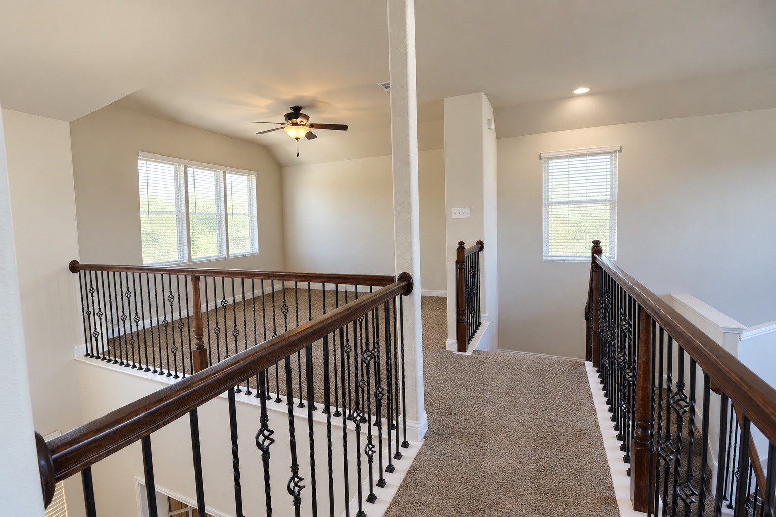 Stairs that lead to two hallways