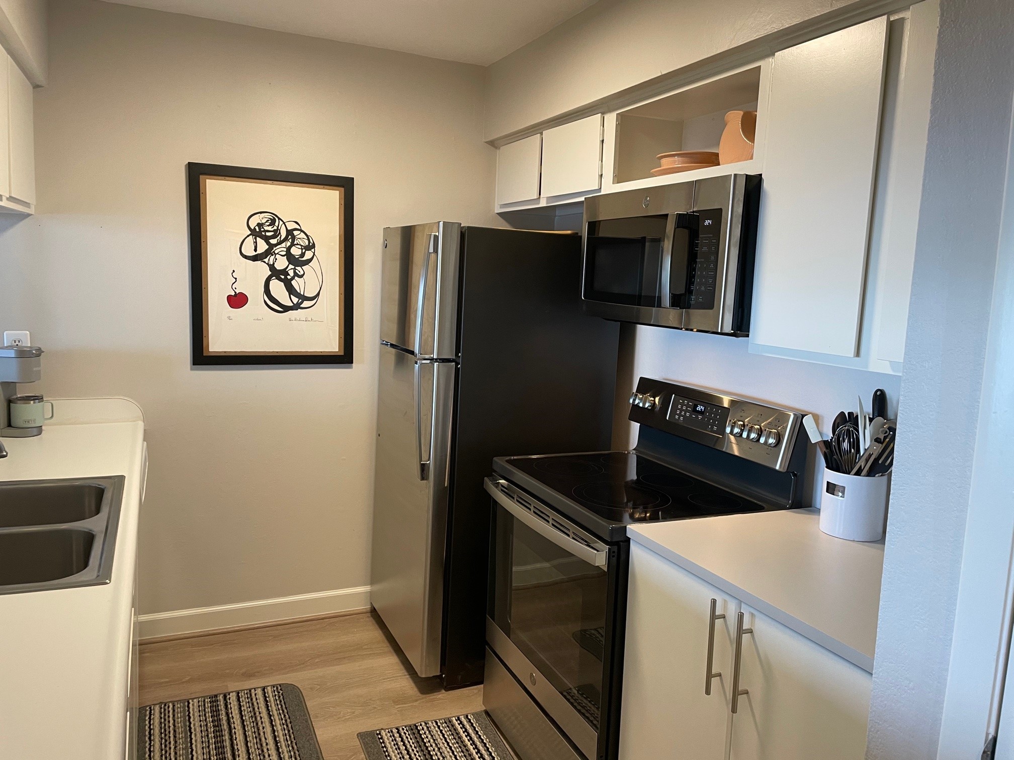 New paint on cabinets inside and out.