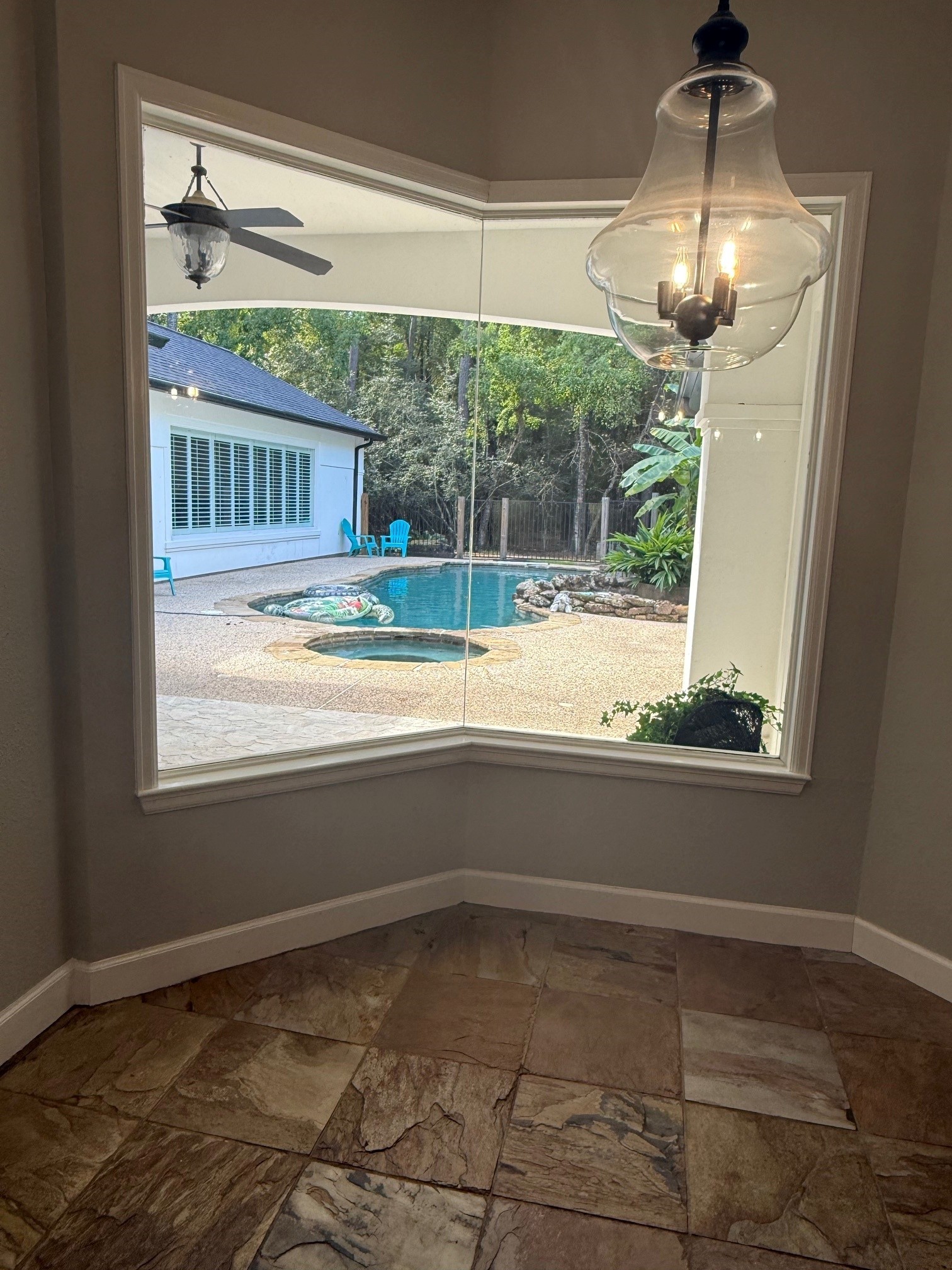 Breakfast room overlooks the pool