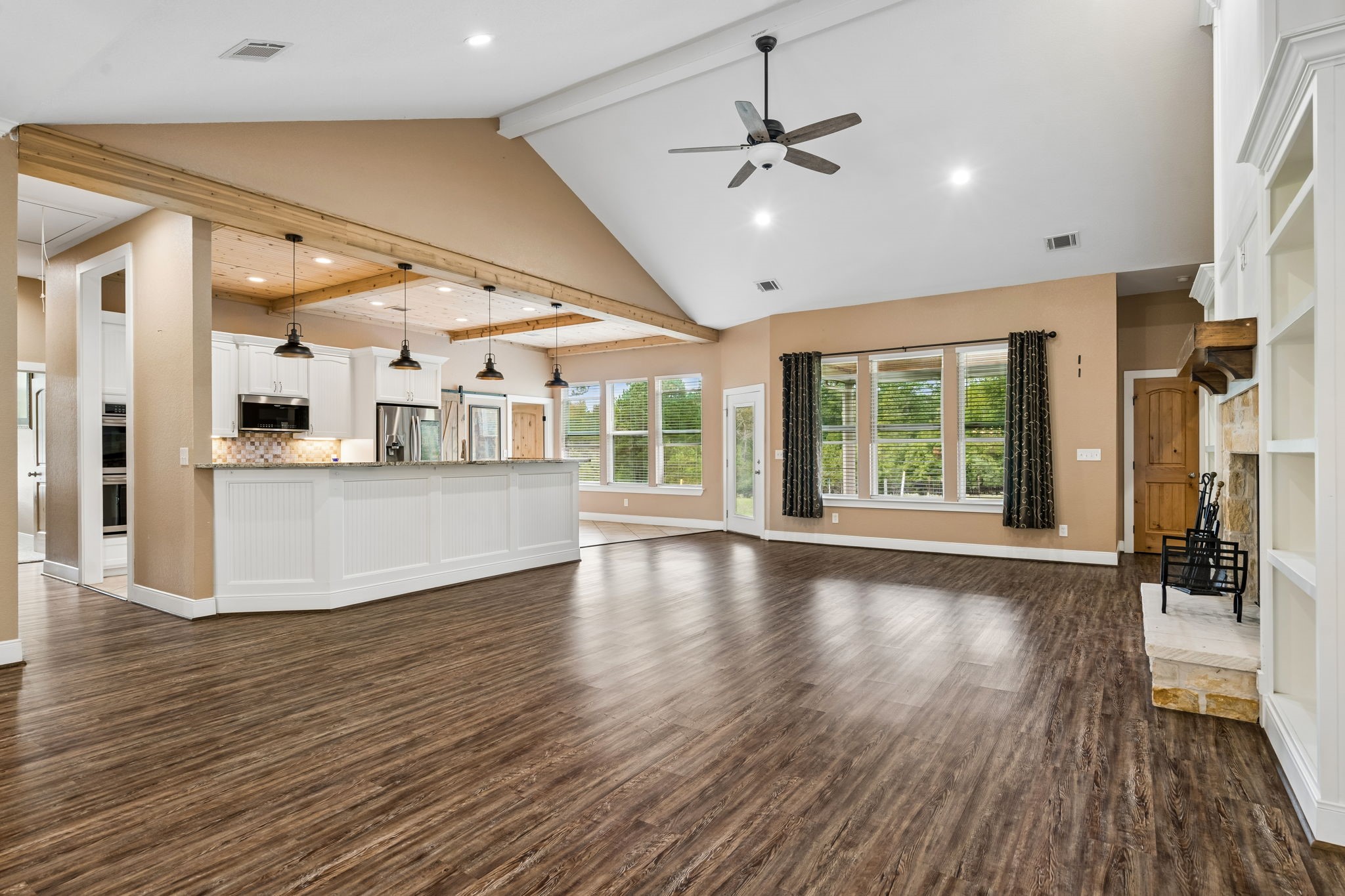Open concept kitchen and living area