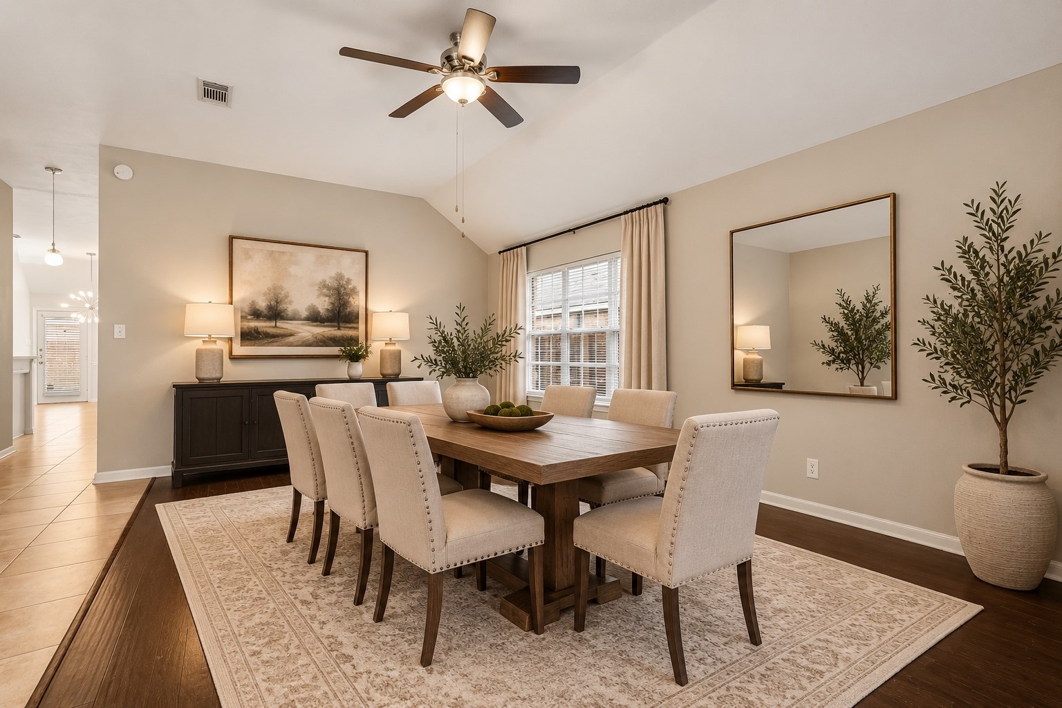 A spacious formal dining room provides the perfect setting for entertaining or can serve as a flex space.