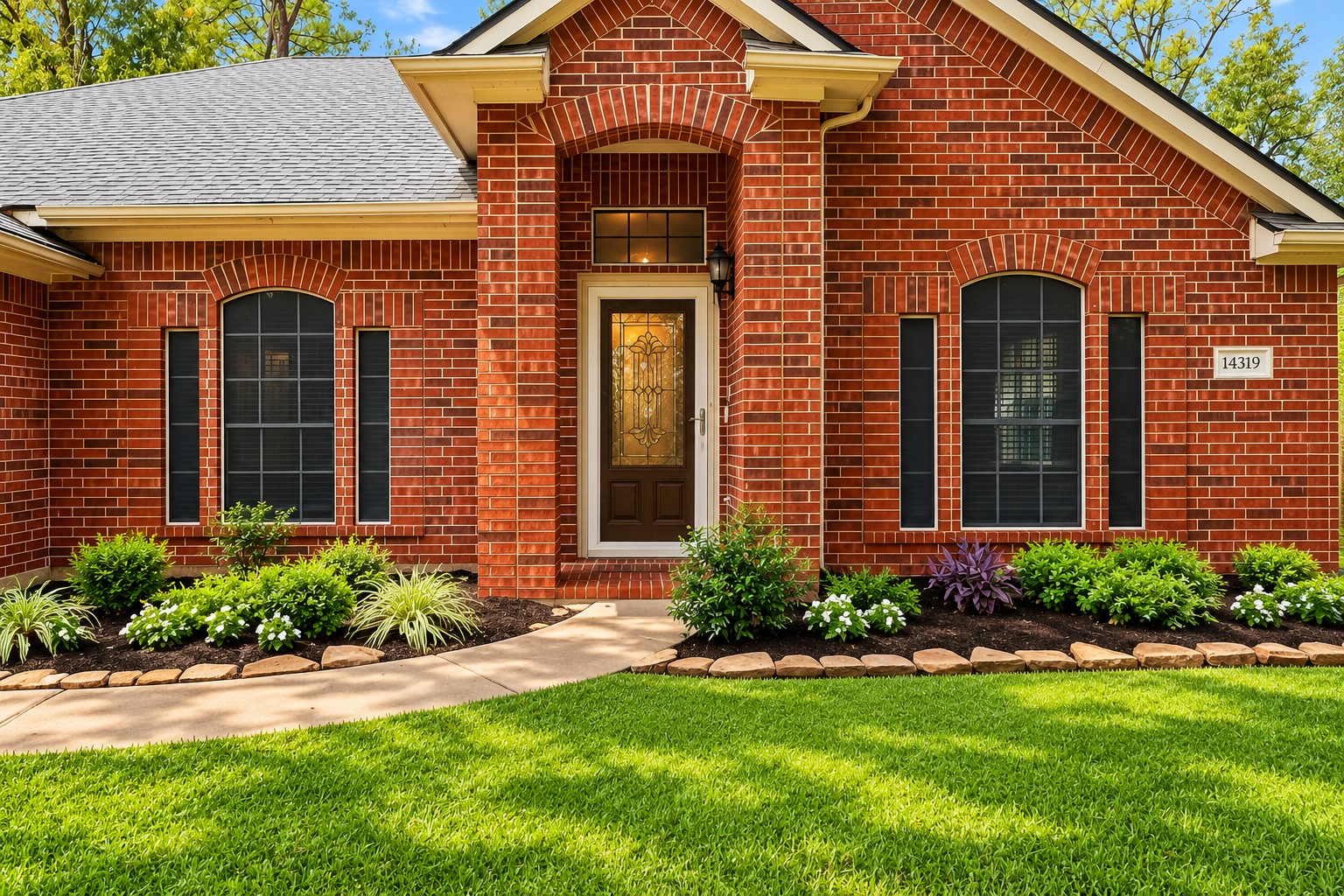 Nestled among mature trees, this inviting single-story home offers a desirable split floor plan, high ceilings and a fresh, neutral color palette throughout.