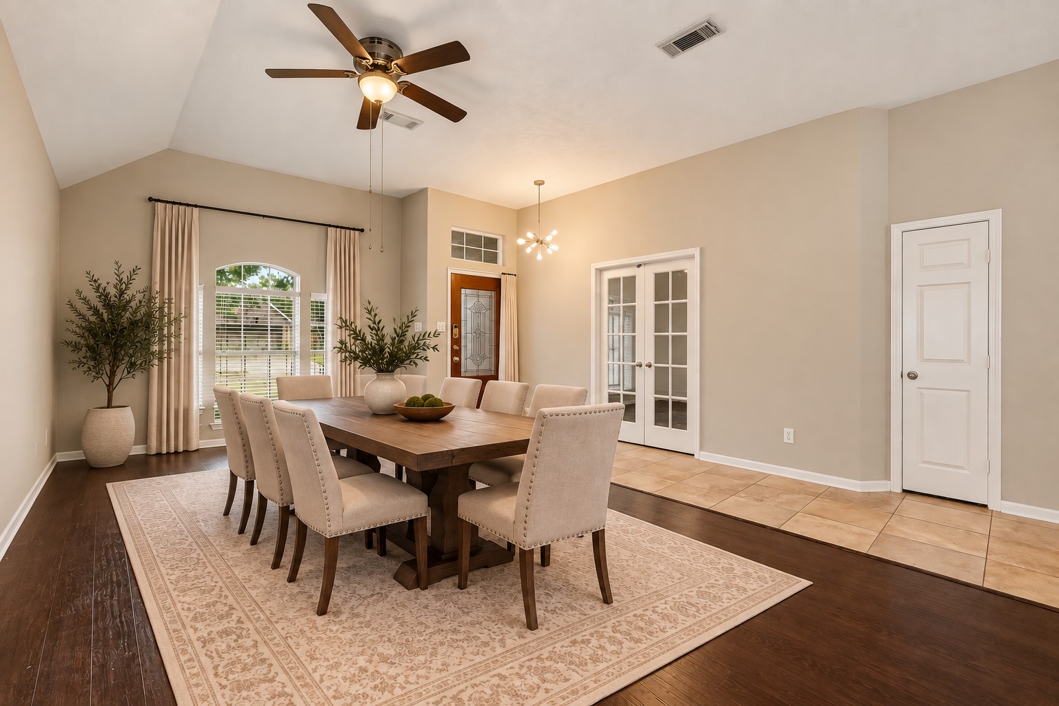 A spacious formal dining room provides the perfect setting for entertaining or can serve as a flex space.