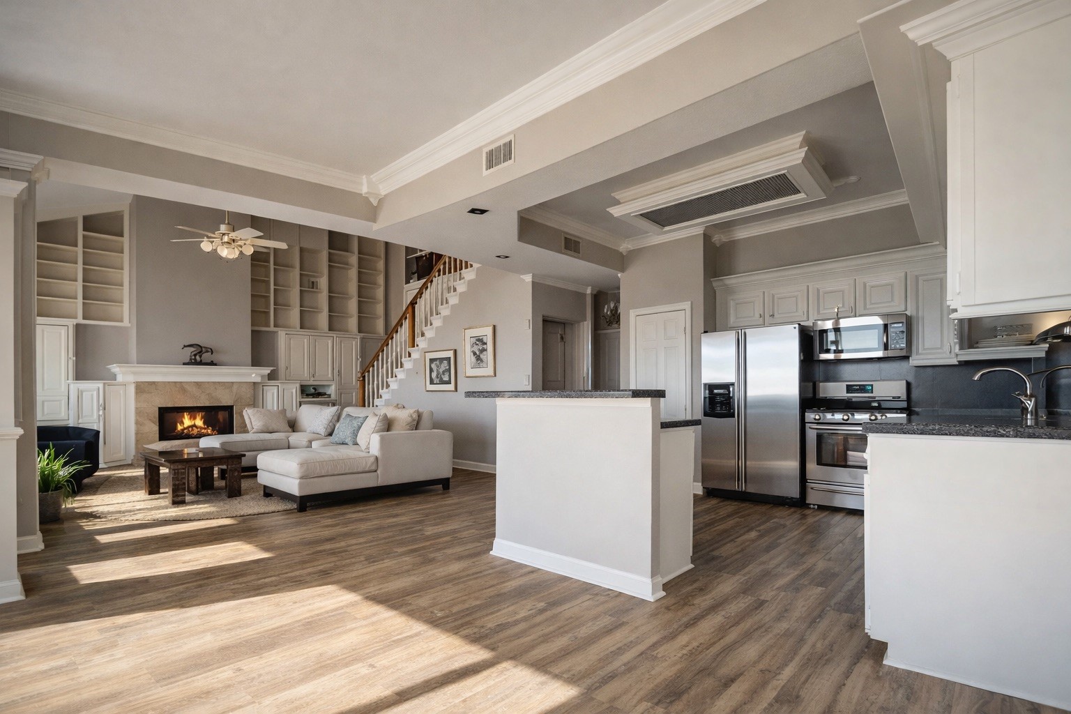 Open concept living, dining and kitchen Open concept living, dining and kitchen