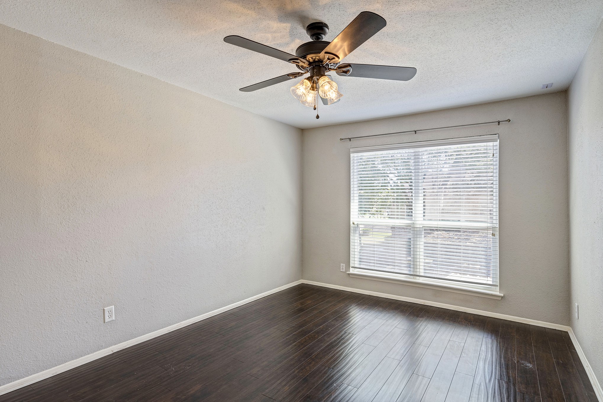 Front bedroom has nice natural light with window treatment.