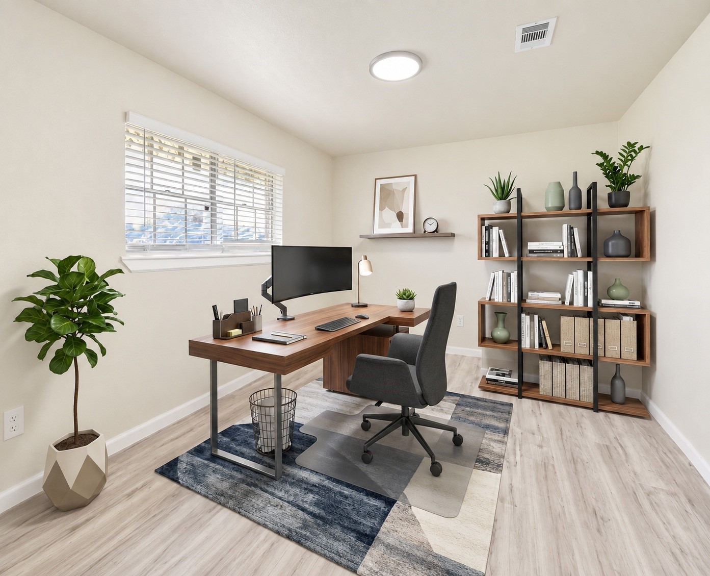 Just off the foyer, a flexible bonus room offers space that can be used as a home office. Virtually staged.